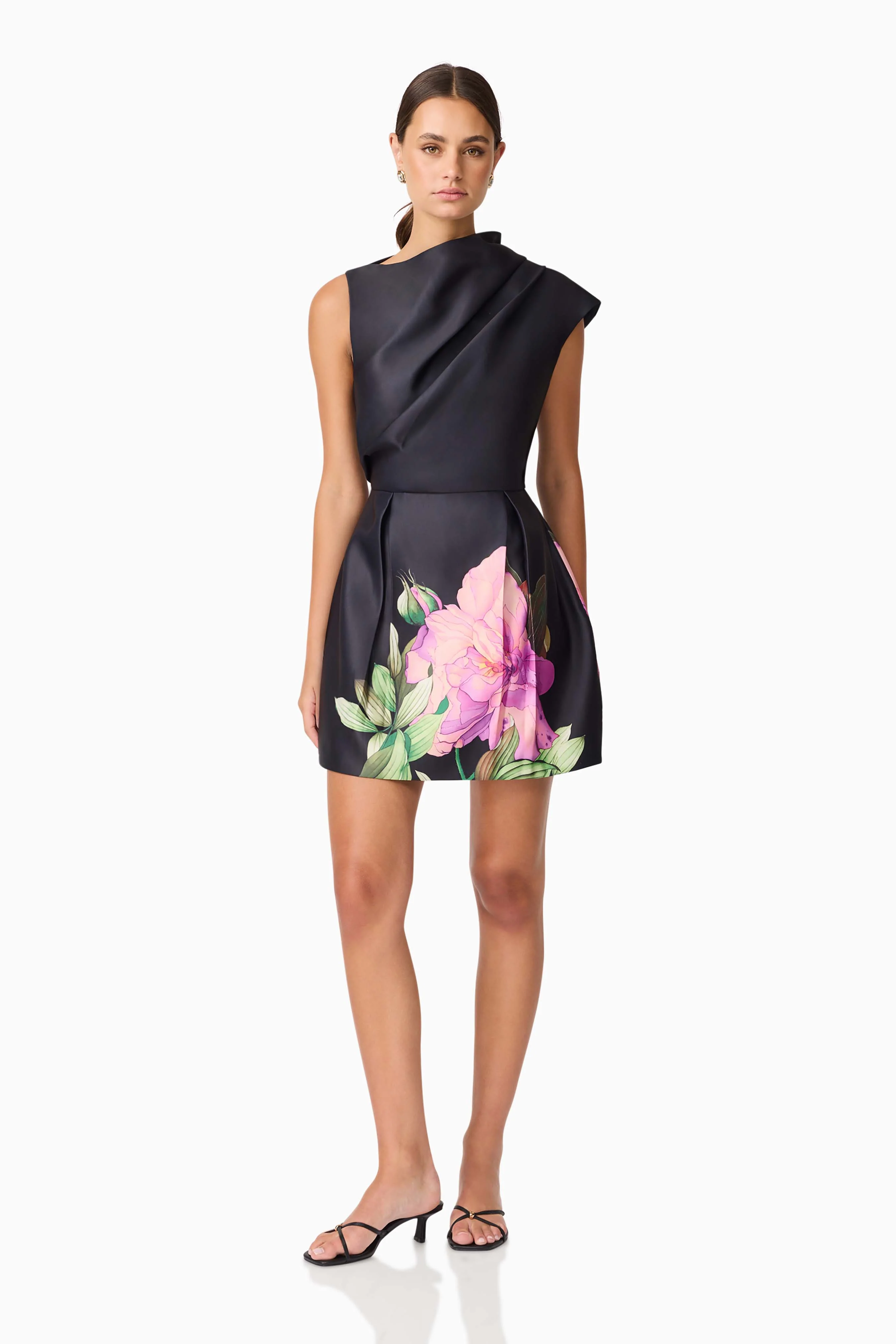 Azelie Aysmmetrical Mini Dress in Black