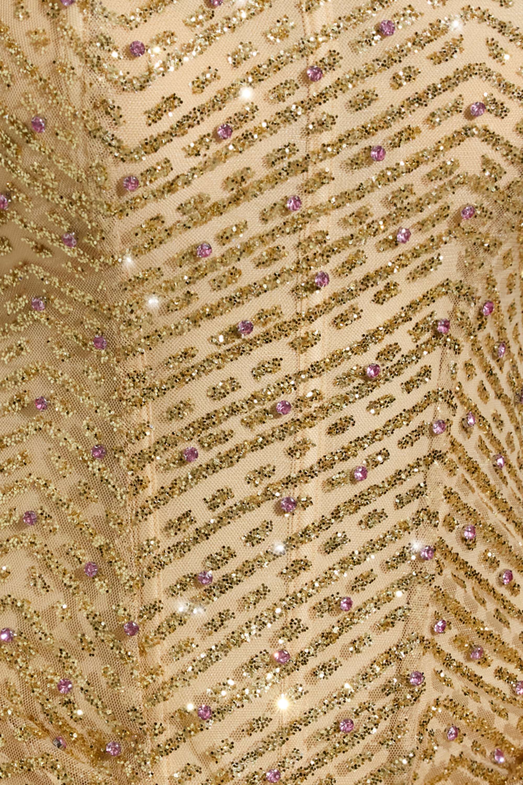 Embellished Bandeau A-Line Mini Dress in Gold - luluinthesky