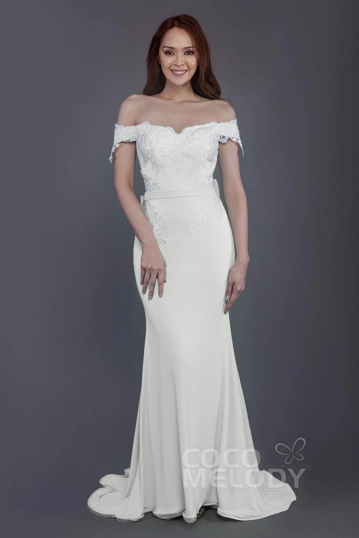 Mermaid Sweep Train Knitted Fabric Bridesmaid Dress PR3497