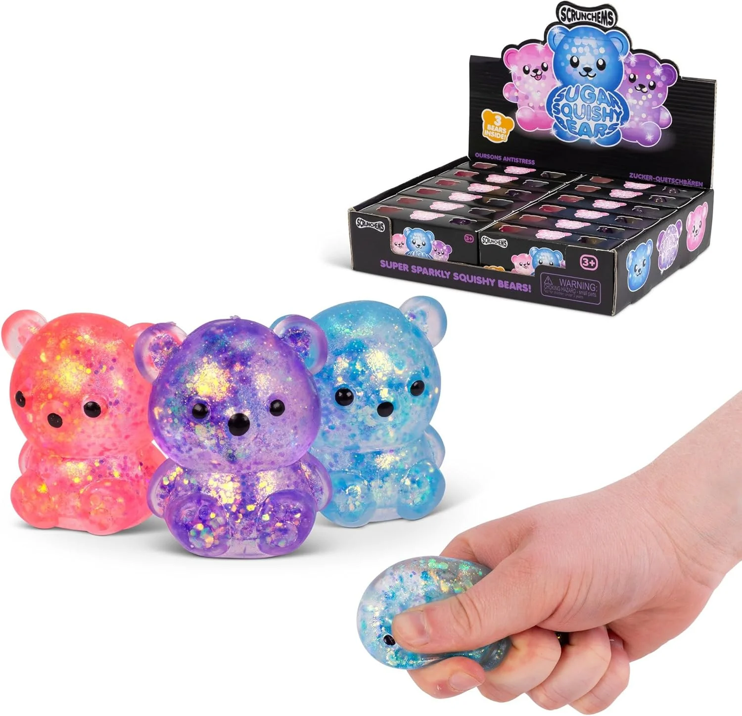 Scrunchems Sugar Diddy Bears Squishy Fidget Toy (3pc)
