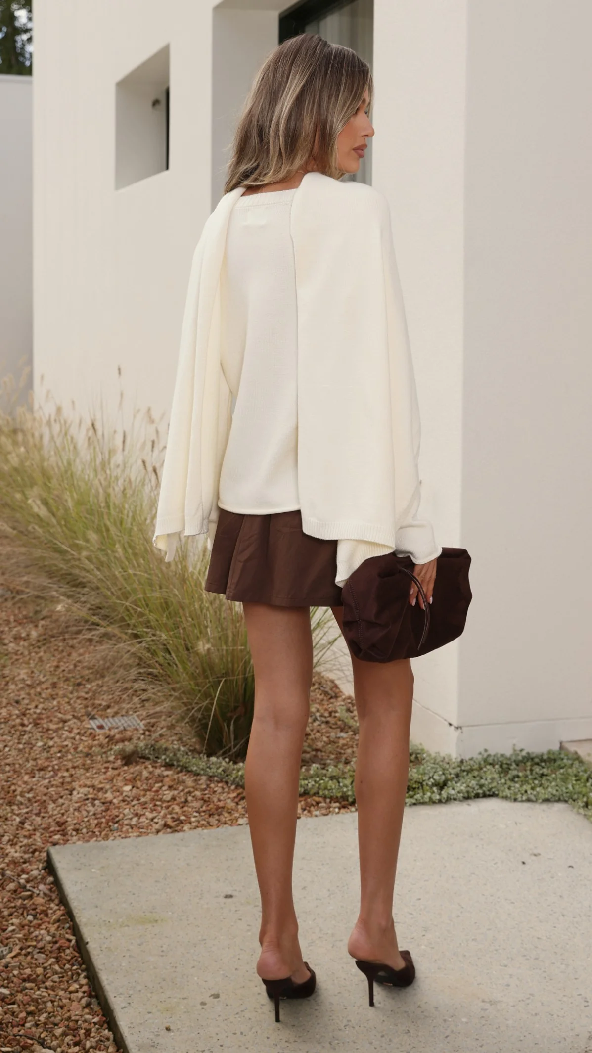 Jazmine Knitted Sweater and Scarf - Cream