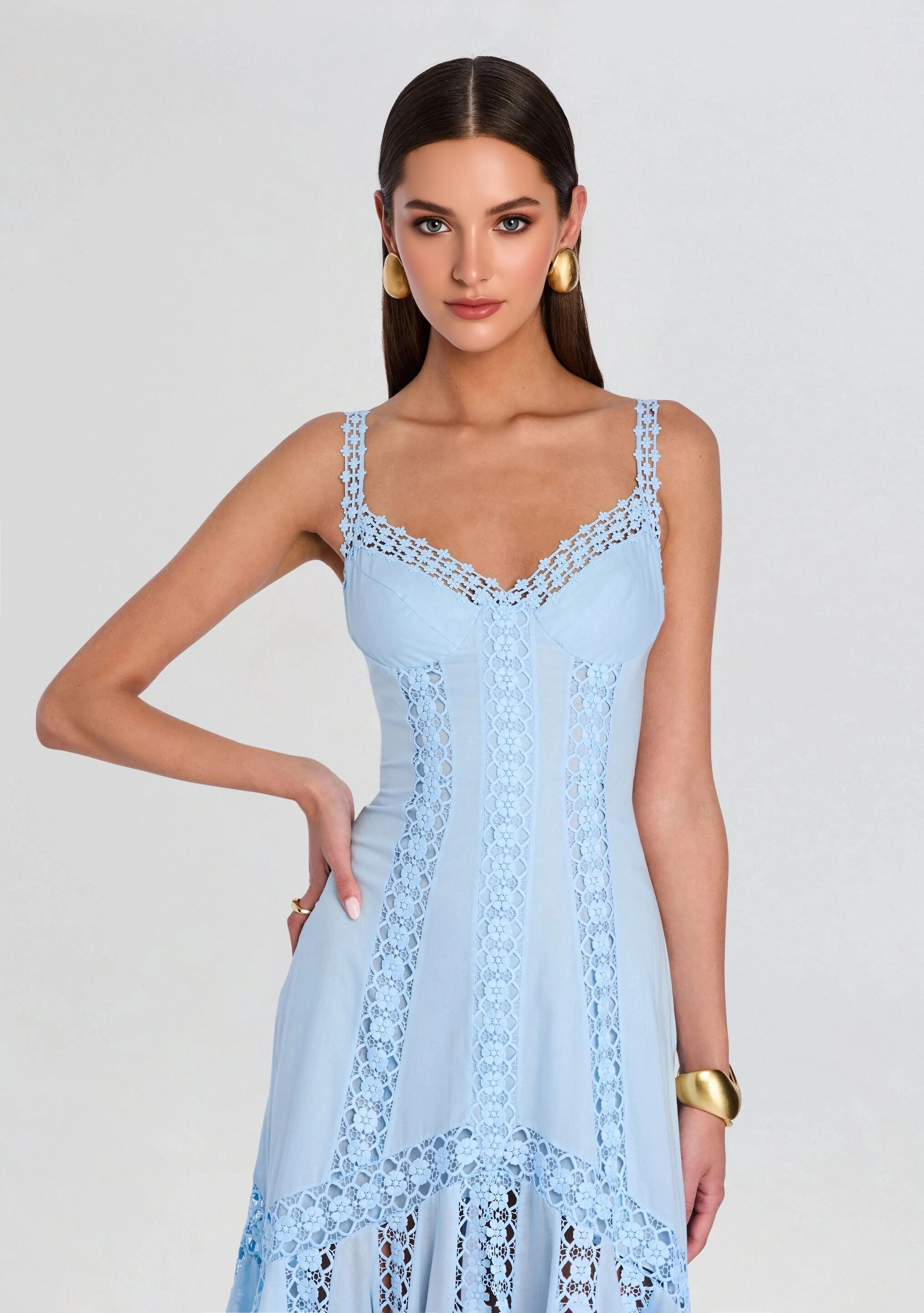 Blossel Long Dress - Blue Artic