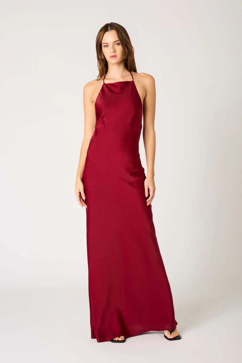 High-Neck Cowl Back Gown