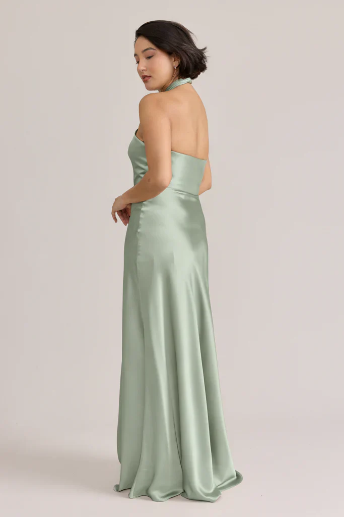 Ellapink Satin Dress | Ready To Ship | Sage