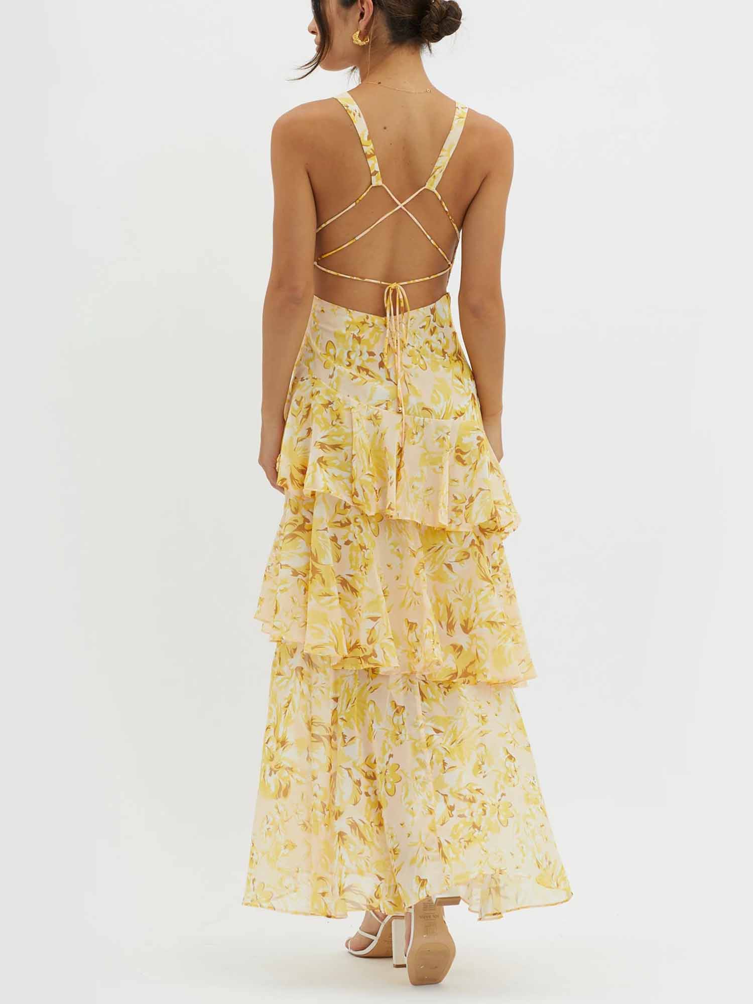 Yellow Ruffled Tiered Maxi Dress