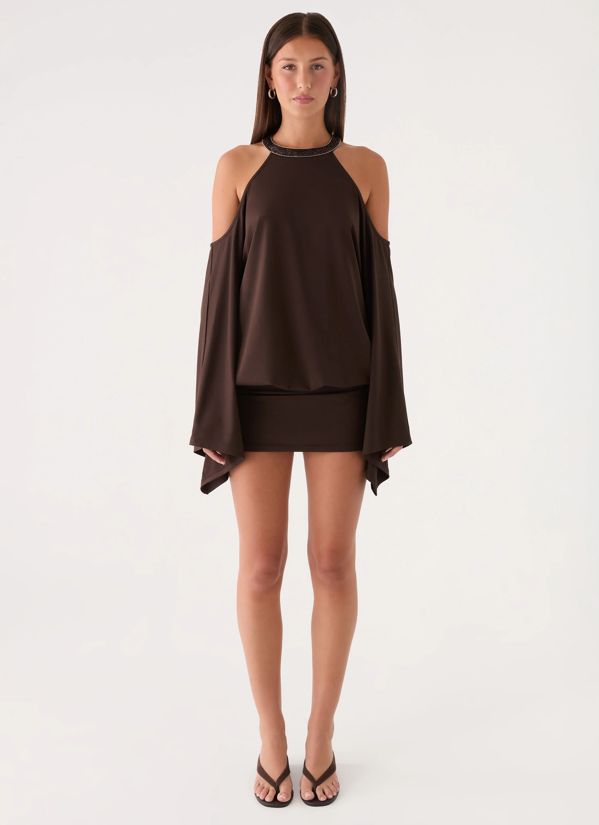 Sanah Long Sleeve Mini Dress - Chocolate