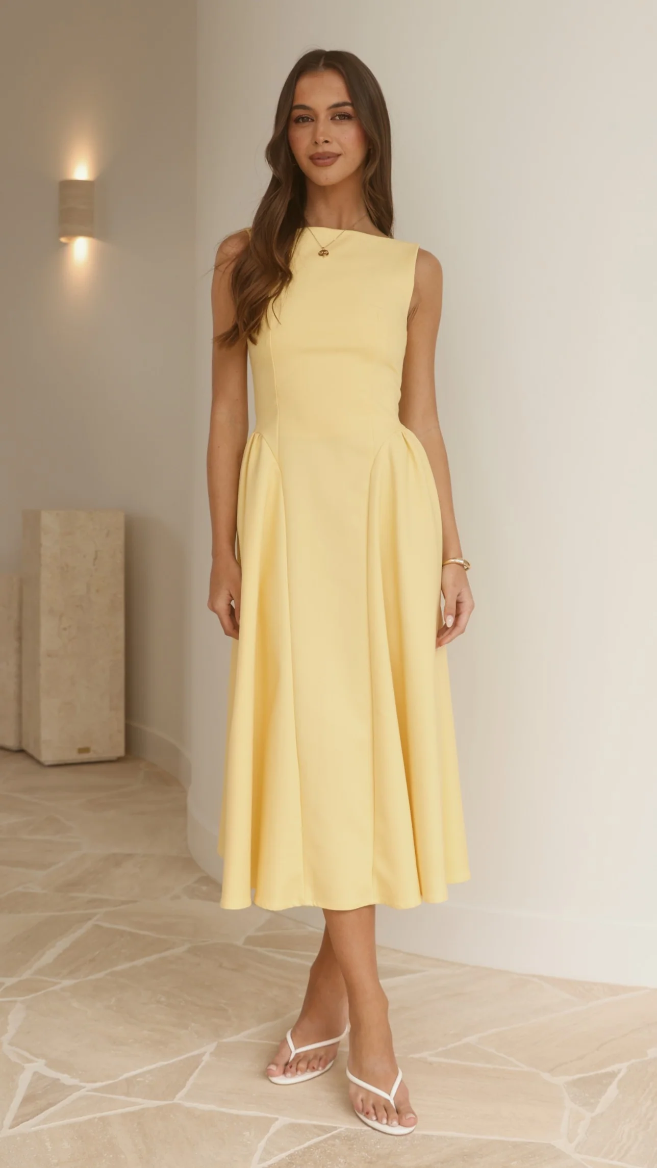 Khloe Midi Dress - Yellow