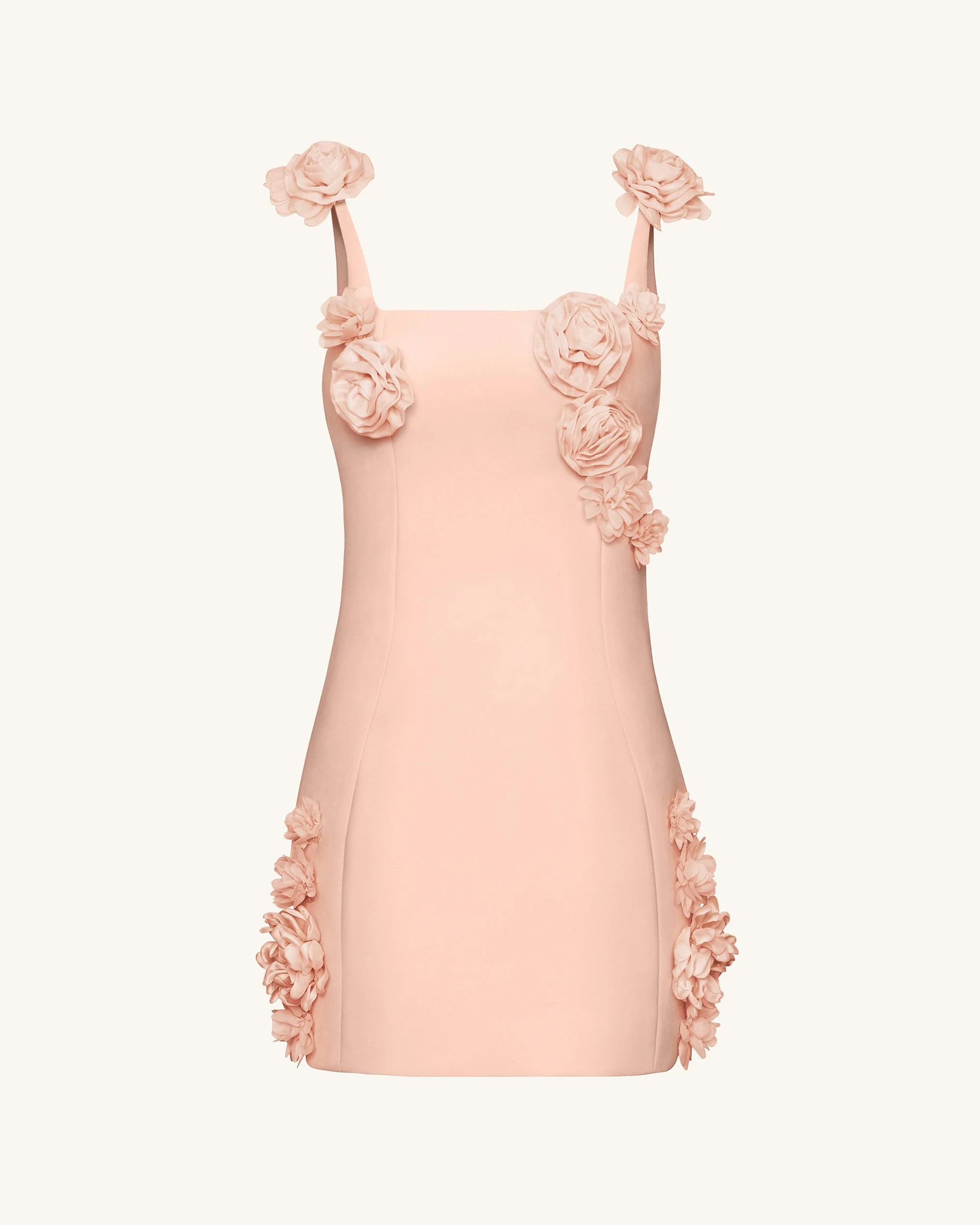 Elaina Rosette Applique Mini Dress - Apricot - FASHION NOB