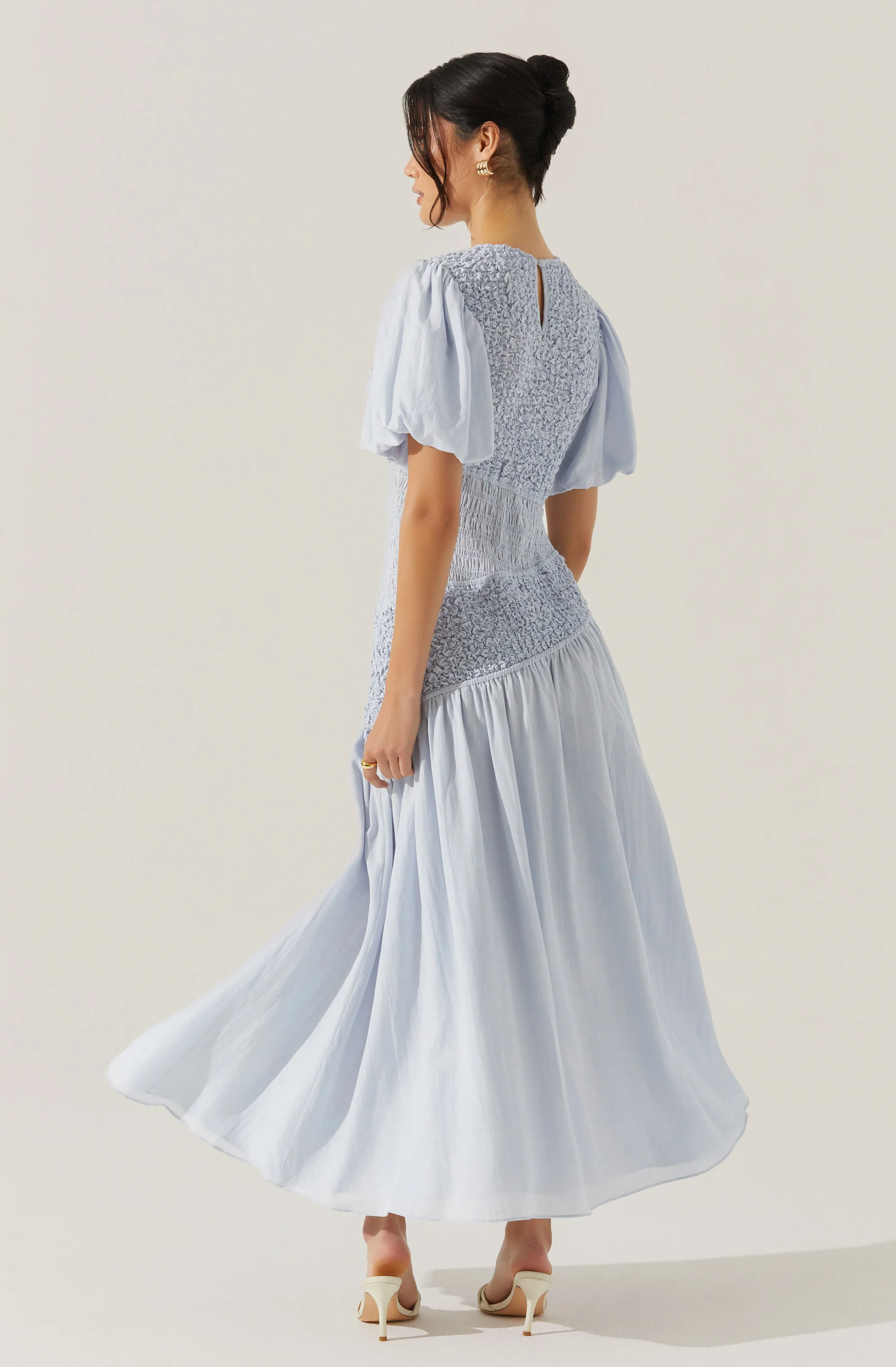 Theoni Smocked Asymmetric Dress