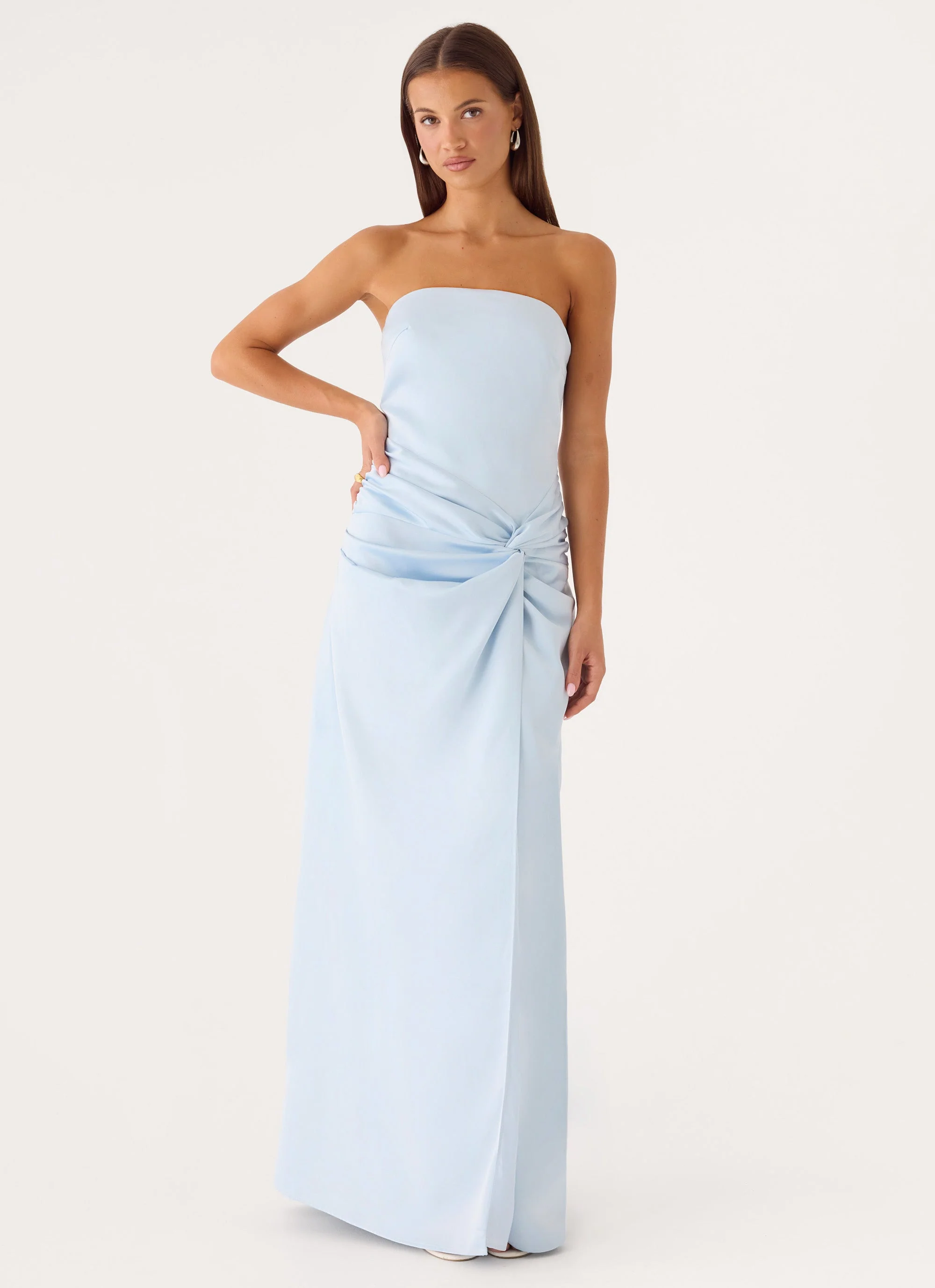 Conni Strapless Maxi Dress - Blue - luluinthesky