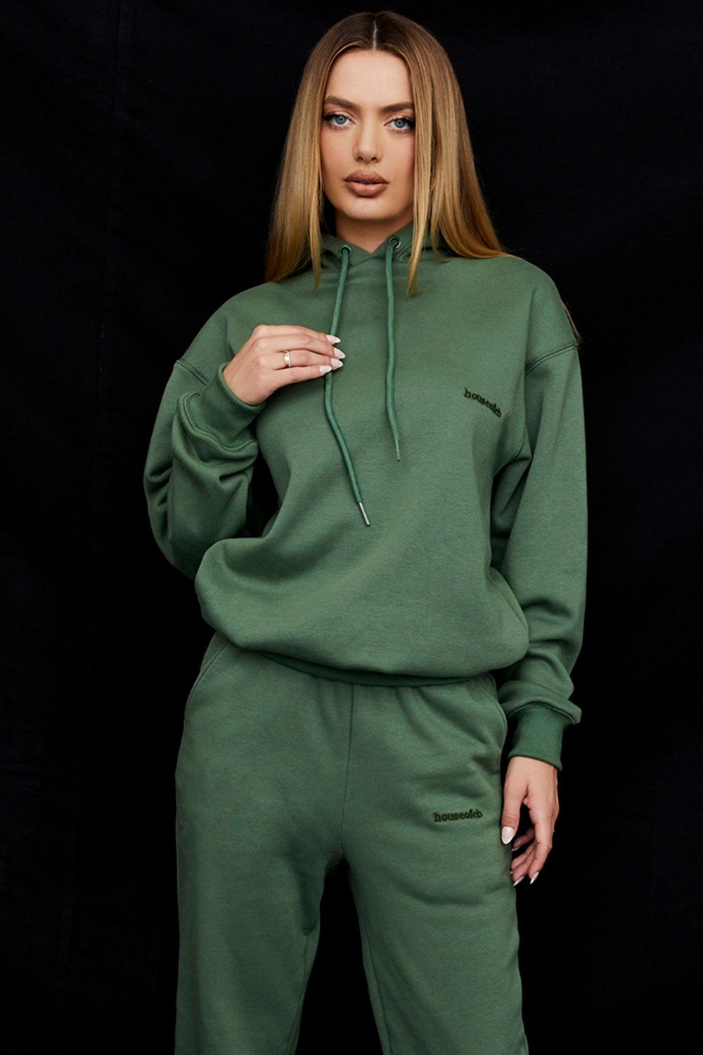 moss cotton fleece-back oversized hoodie