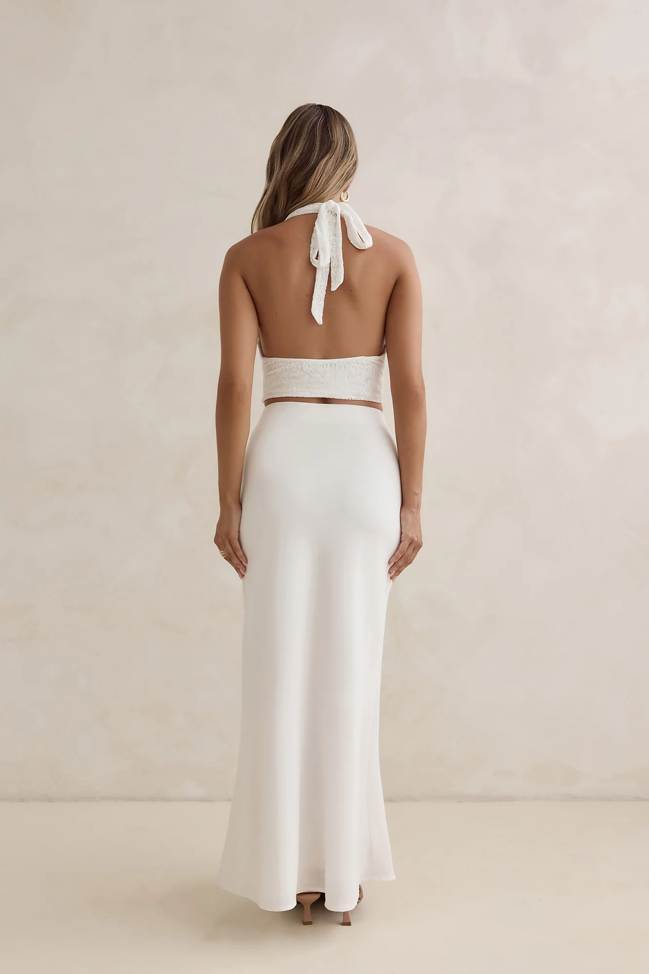 Sunset Drinks Linen Maxi Skirt White