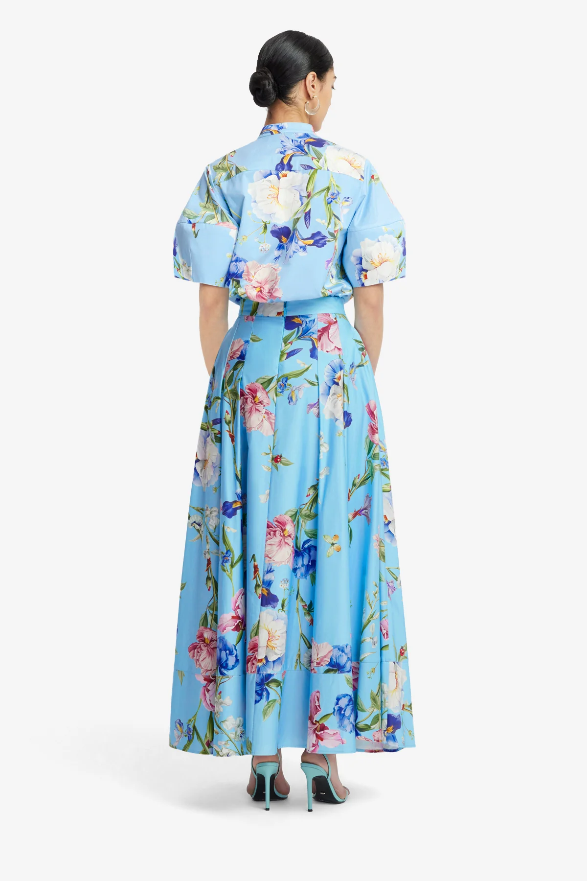 Jemma Blouse - Garden Print in Baby Blue