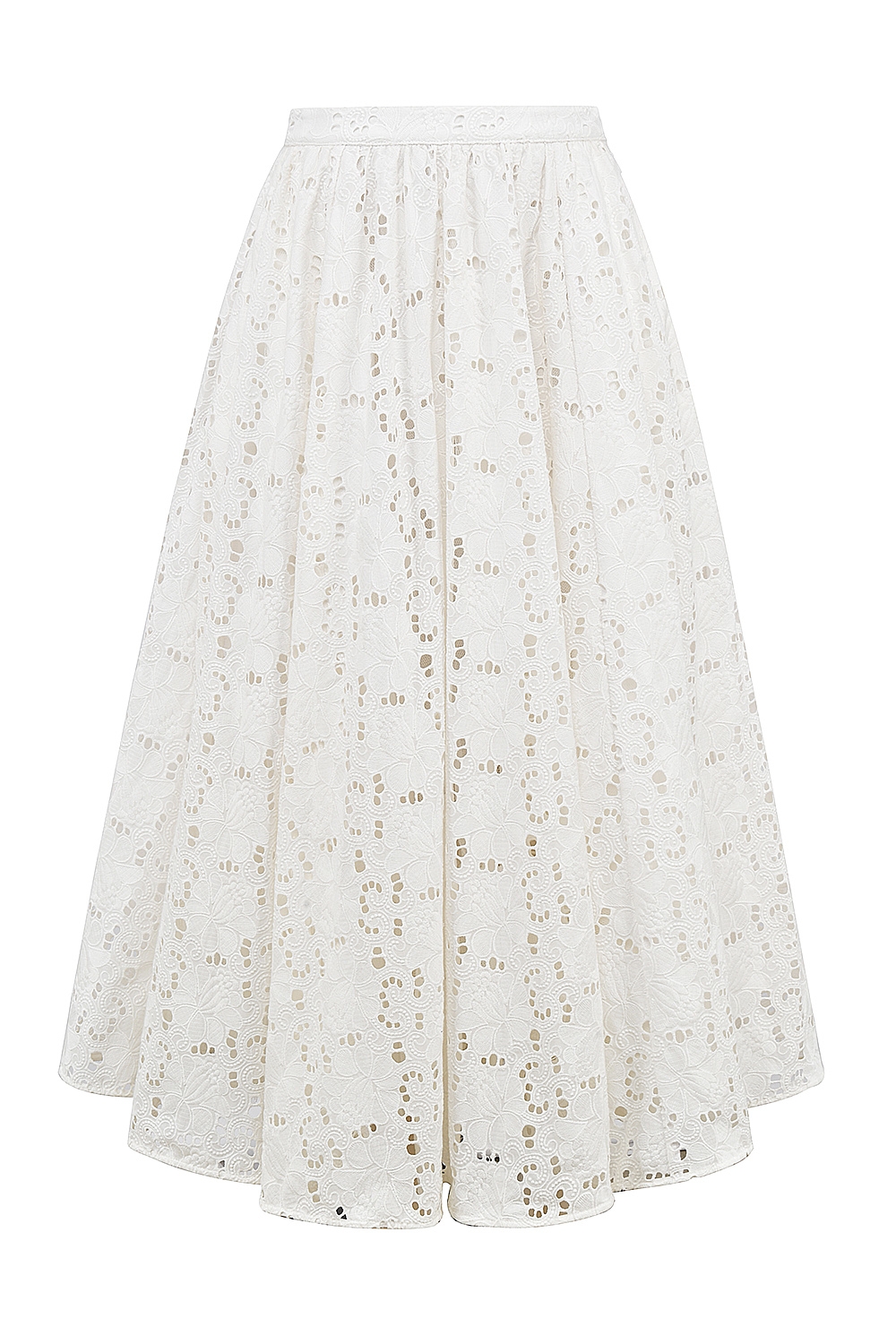 White Broderie Anglais Midi Skirt