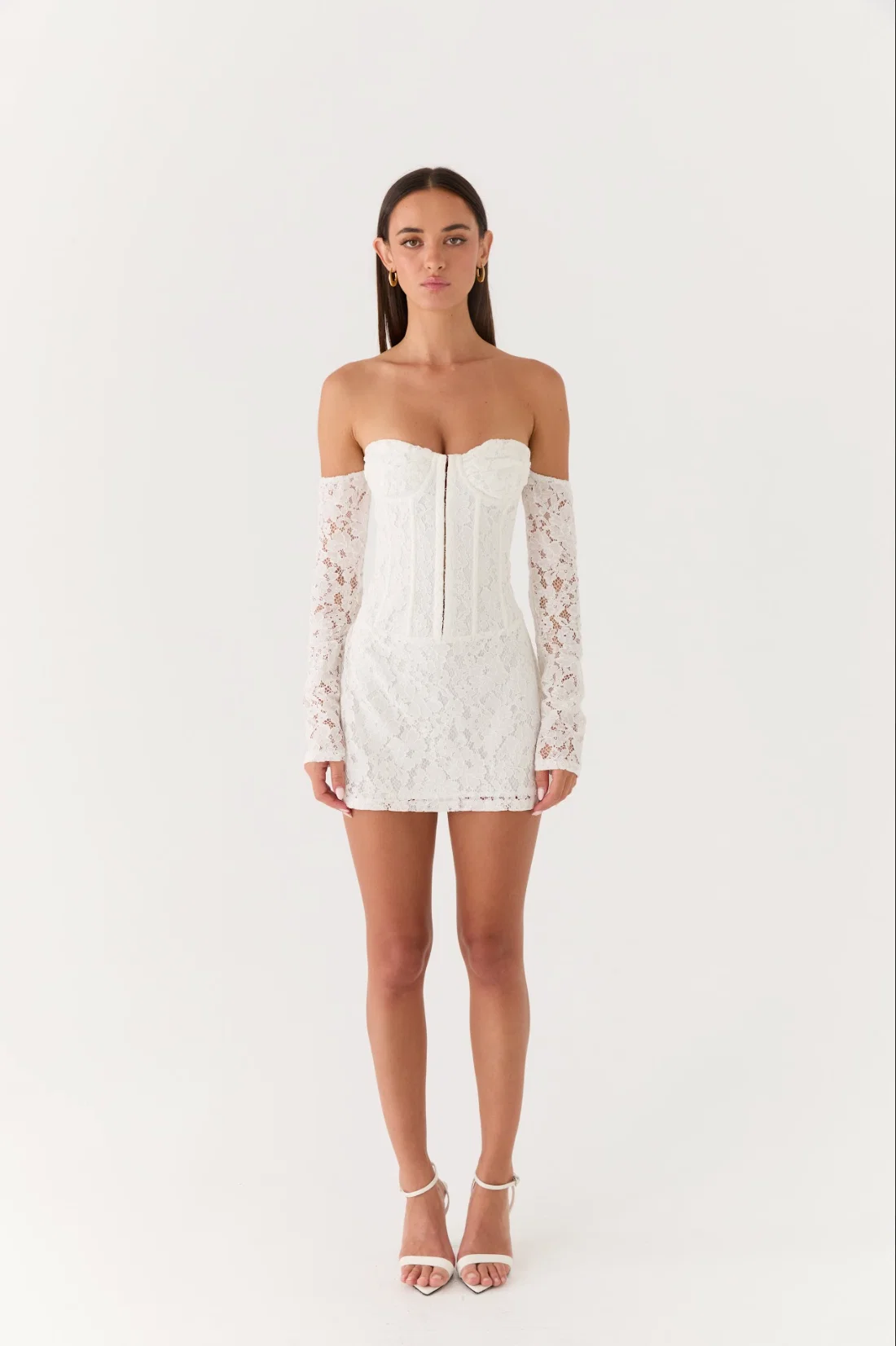 Already Know Lace Long Sleeve Mini Dress - White