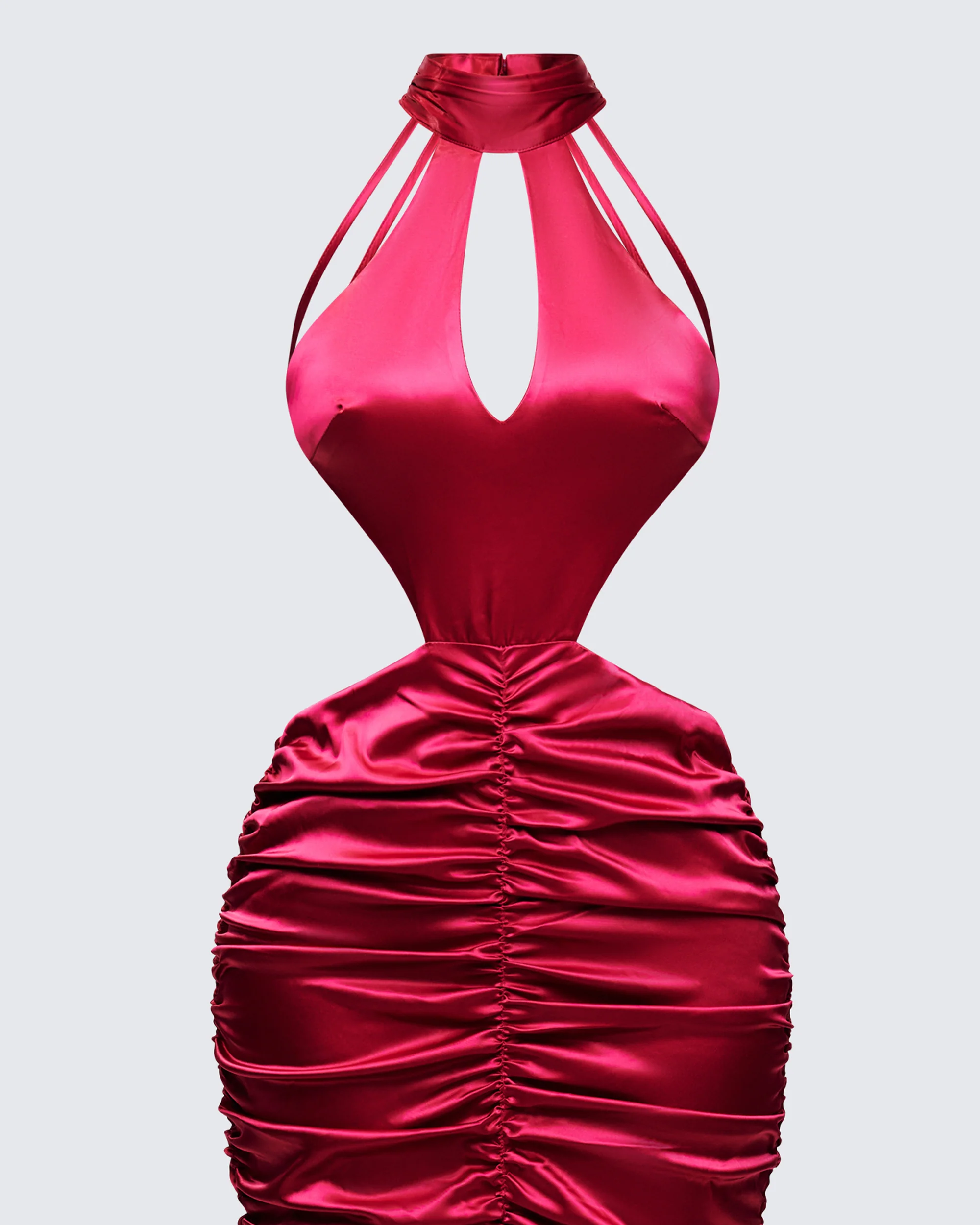 Junia Red Ruched Midi Dress