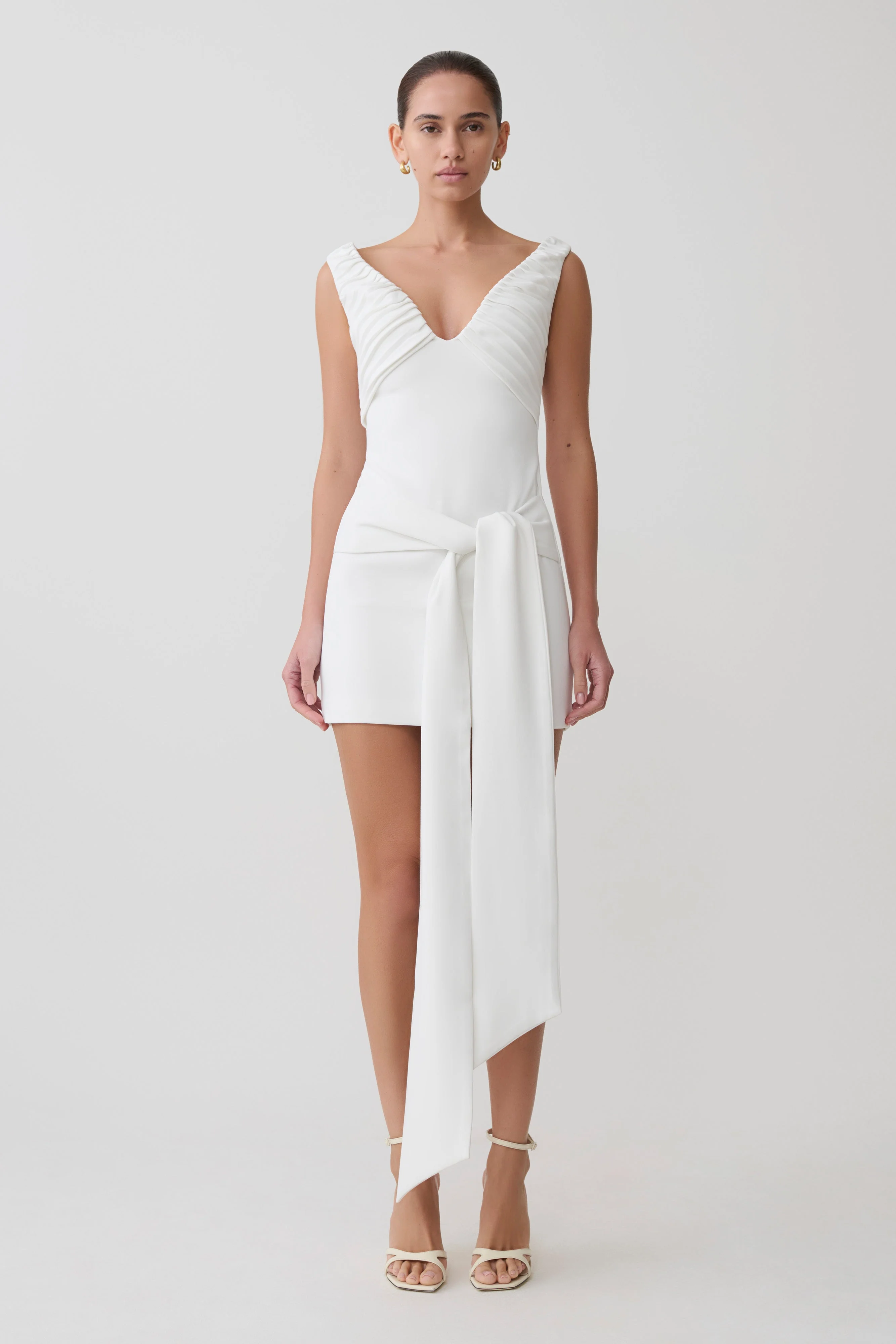 Runa-Off-Shoulder-Mini-Dress-With-Waist-Tie-White