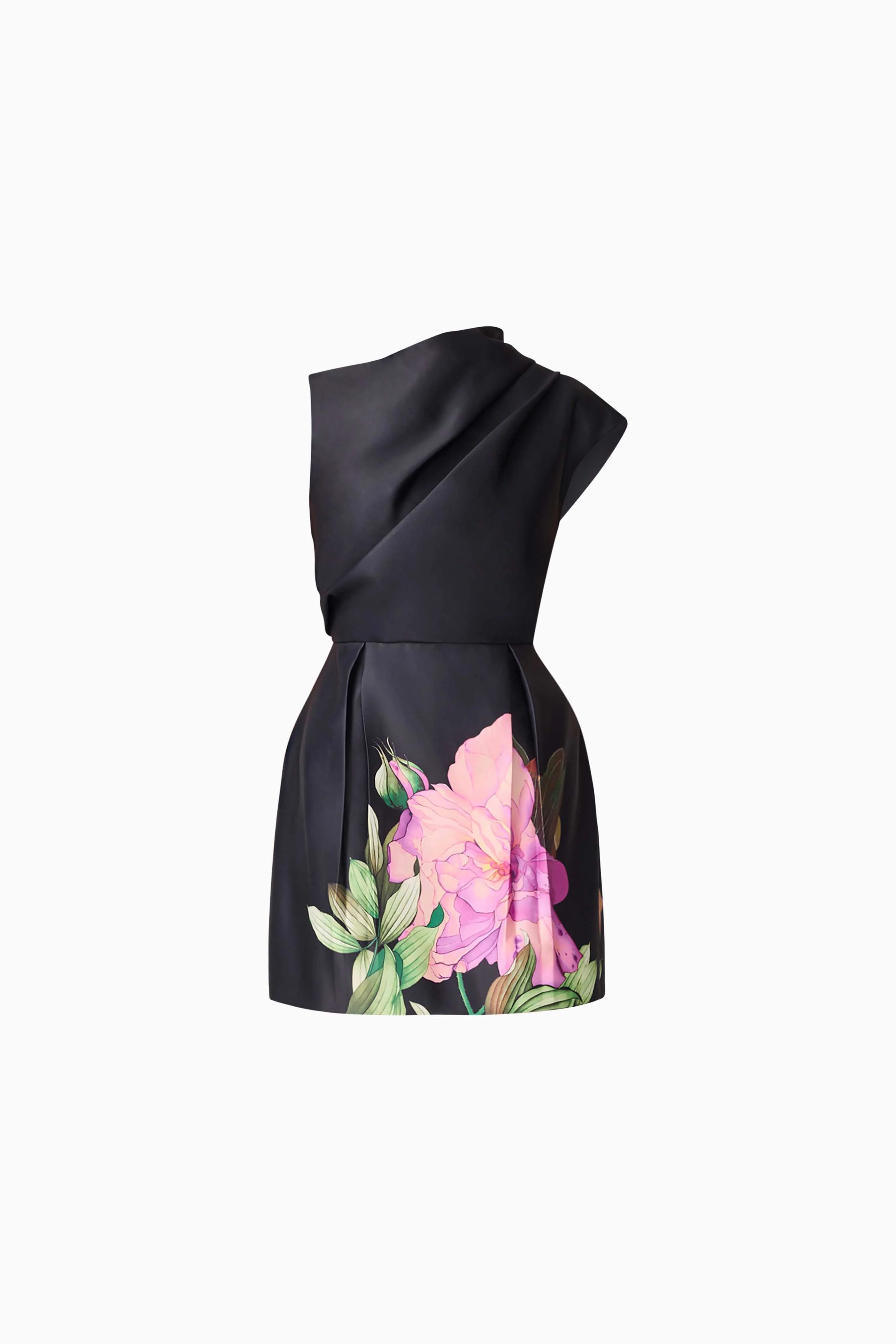 Azelie Aysmmetrical Mini Dress in Black
