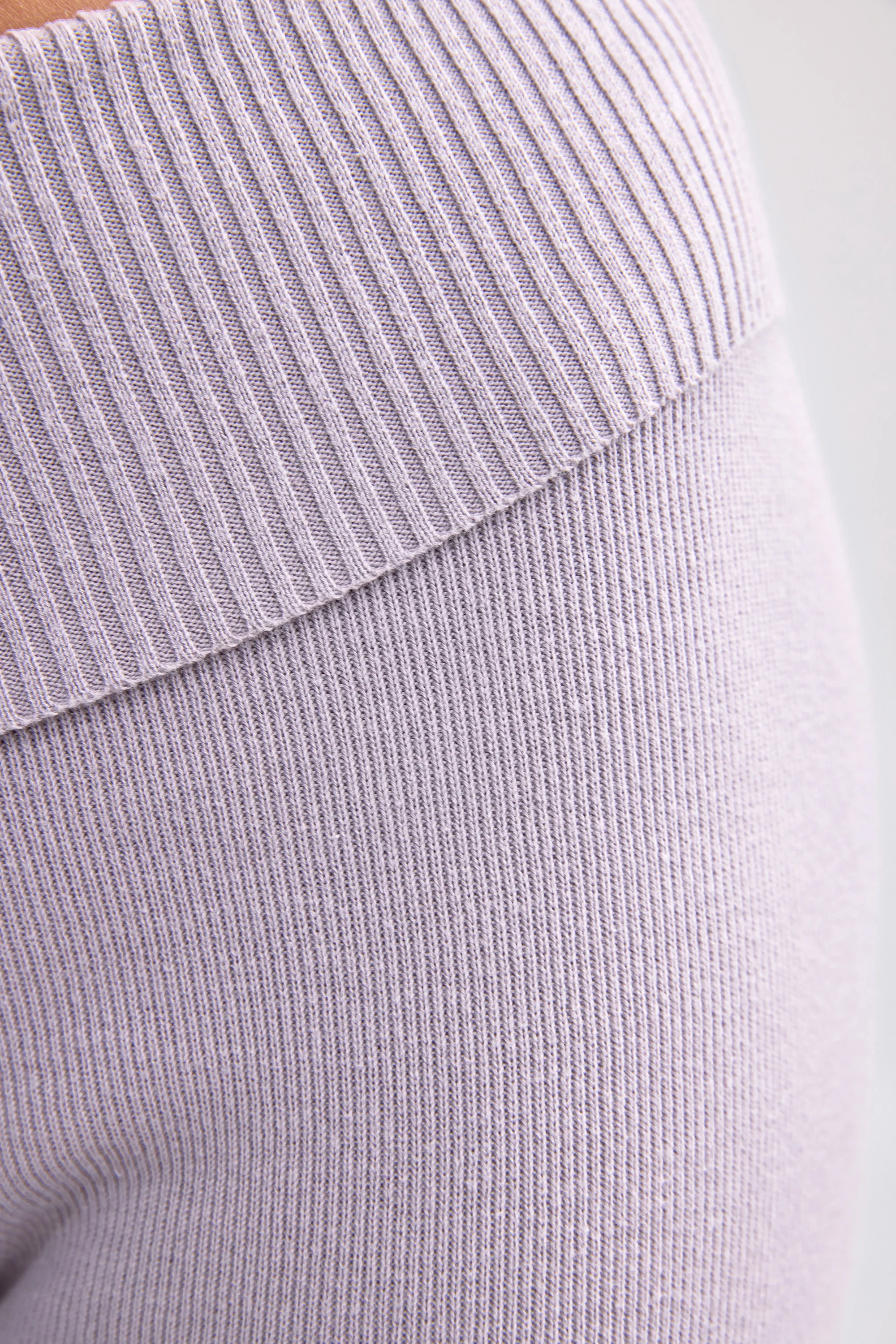 Chunky Knit Foldover Kick Flare Trousers in Dusty Lavender
