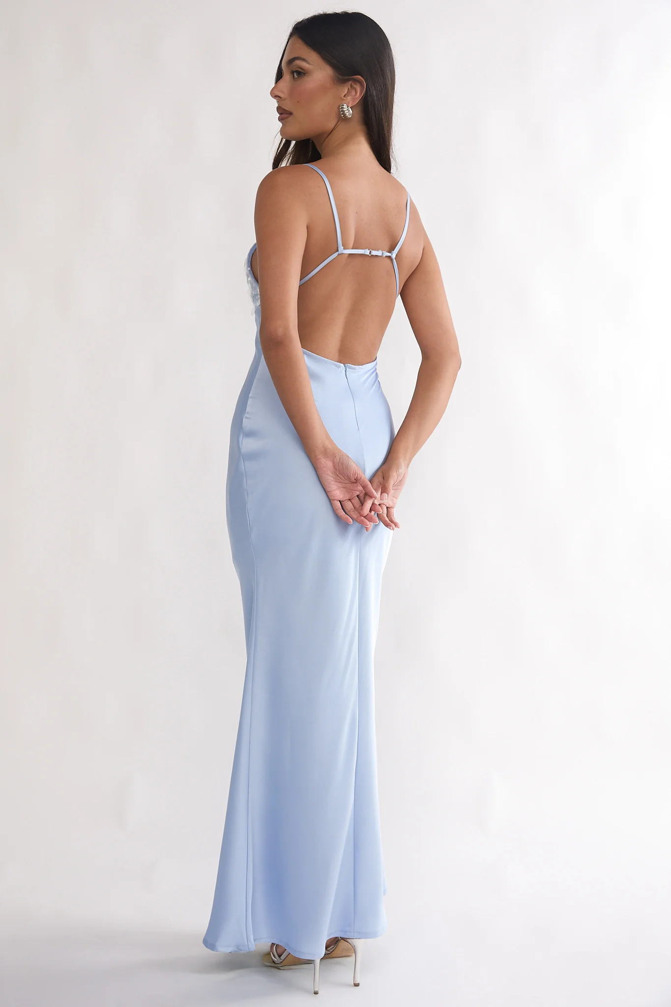 Brynn Sequin Bust Open Back Maxi Dress Blue - luluinthesky
