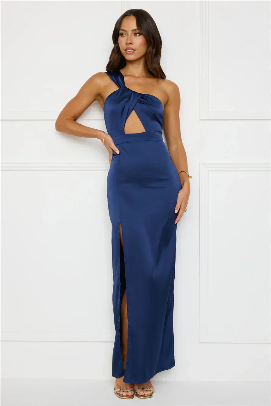 Strong Desire Satin One Shoulder Maxi Dress