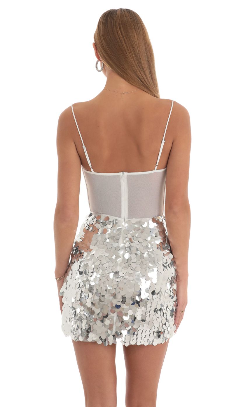Sequin Corset Dress in White