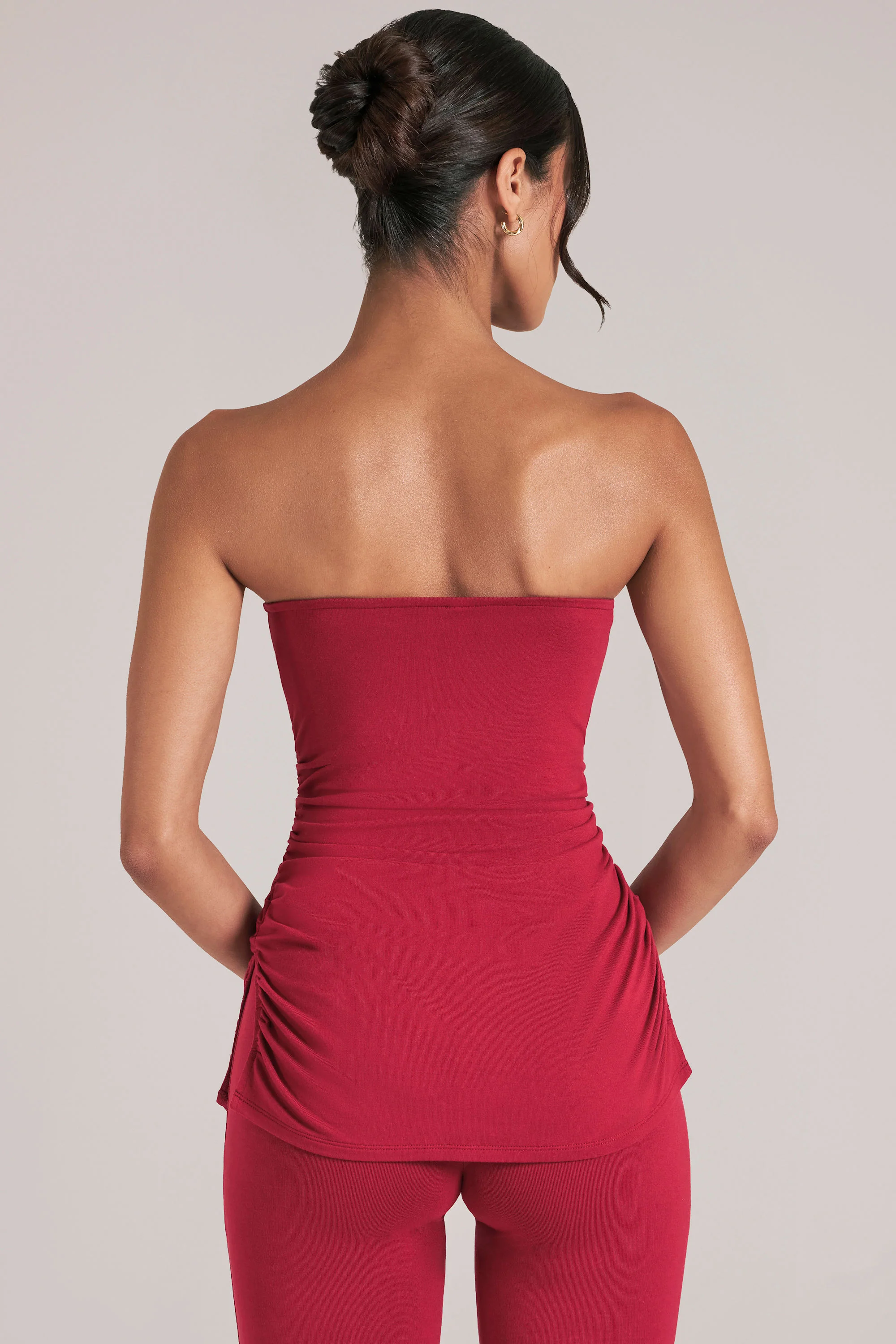 Bandeau Longline Top in Cherry Red