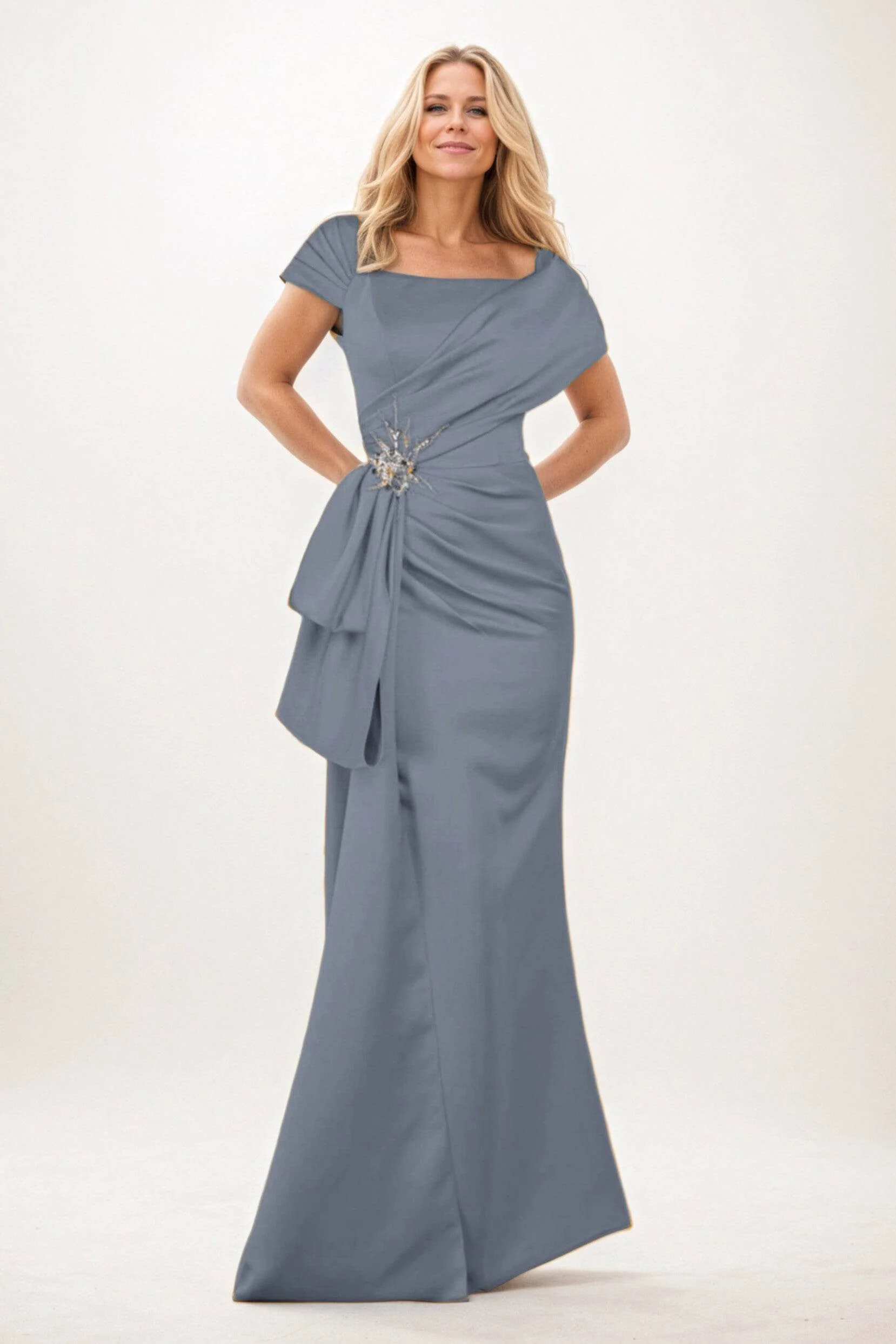 Trumpet-Mermaid Maxi Satin Mother of the Bride Dresses CM0385