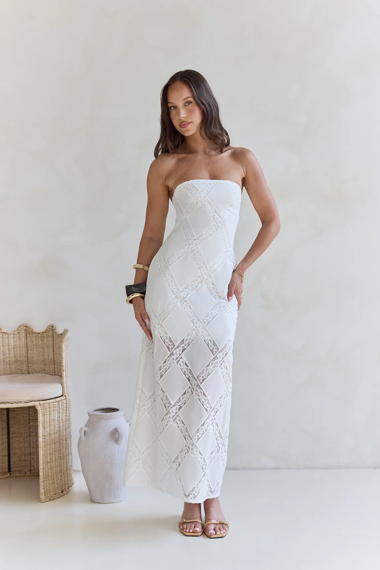Ocean Air Oasis Strapless Maxi Dress White - luluinthesky