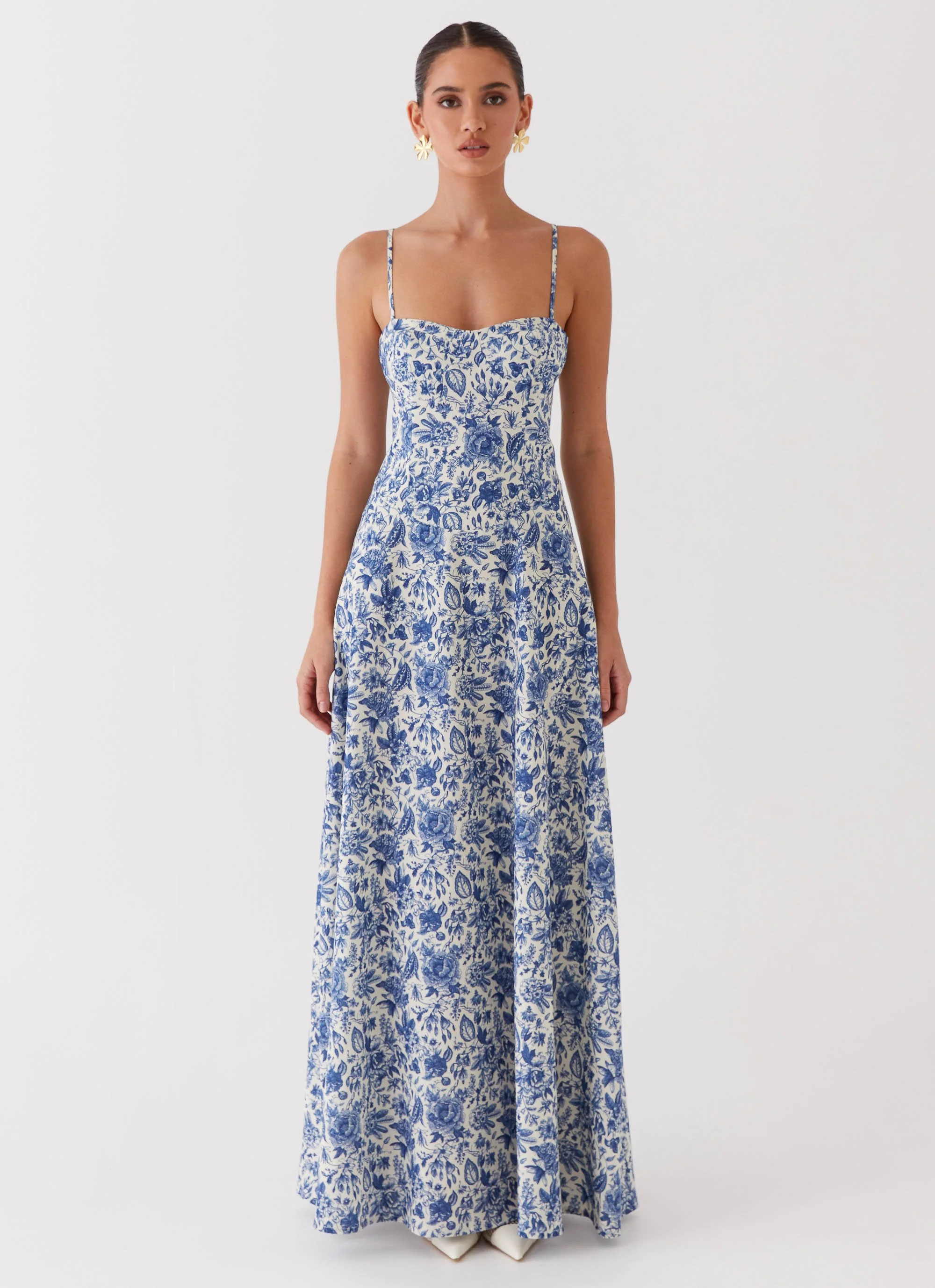 Angelina Linen Maxi Dress - Blue Paisley - luluinthesky