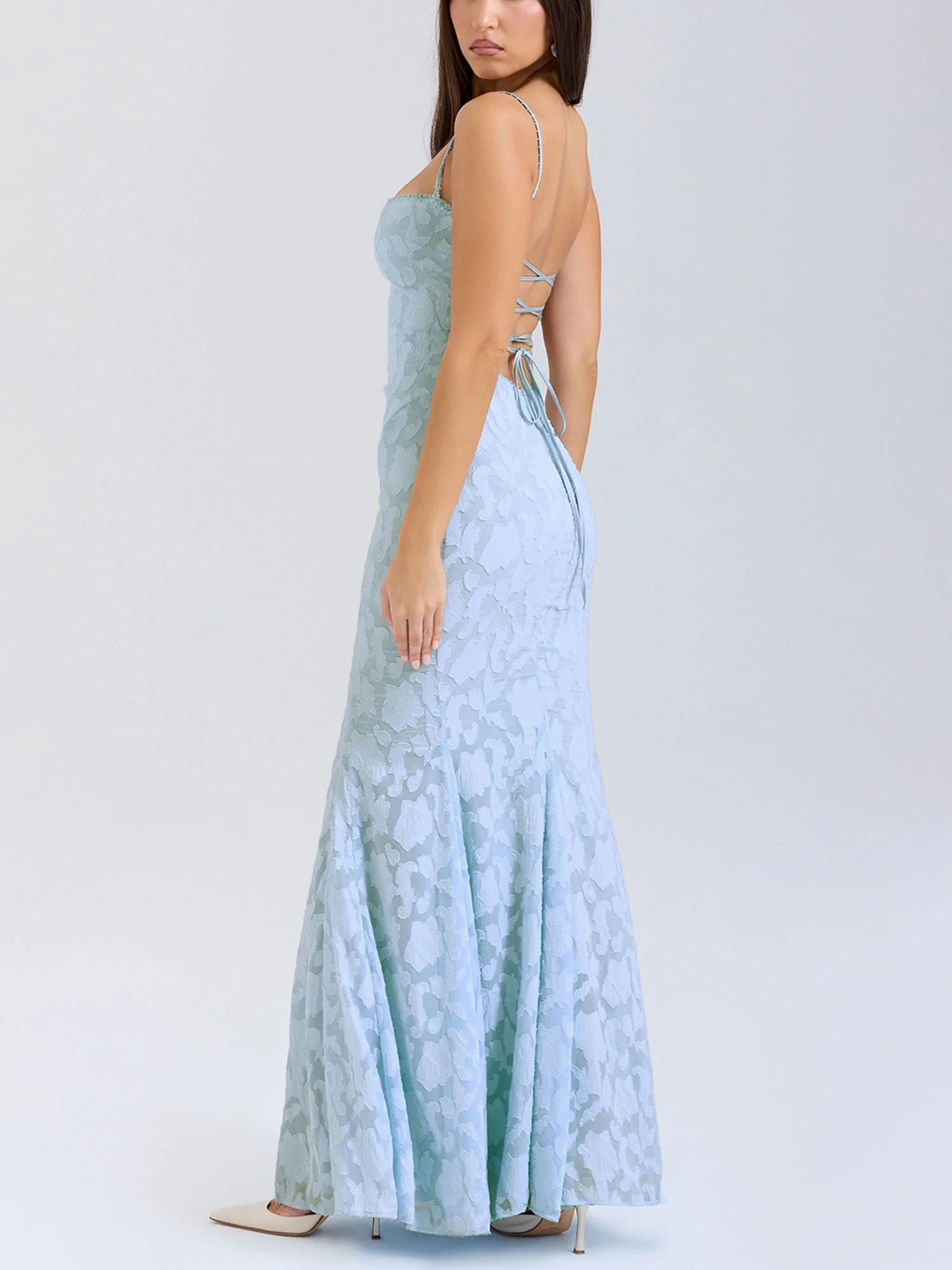 Blue Textured Asymmetrical Midi Dress