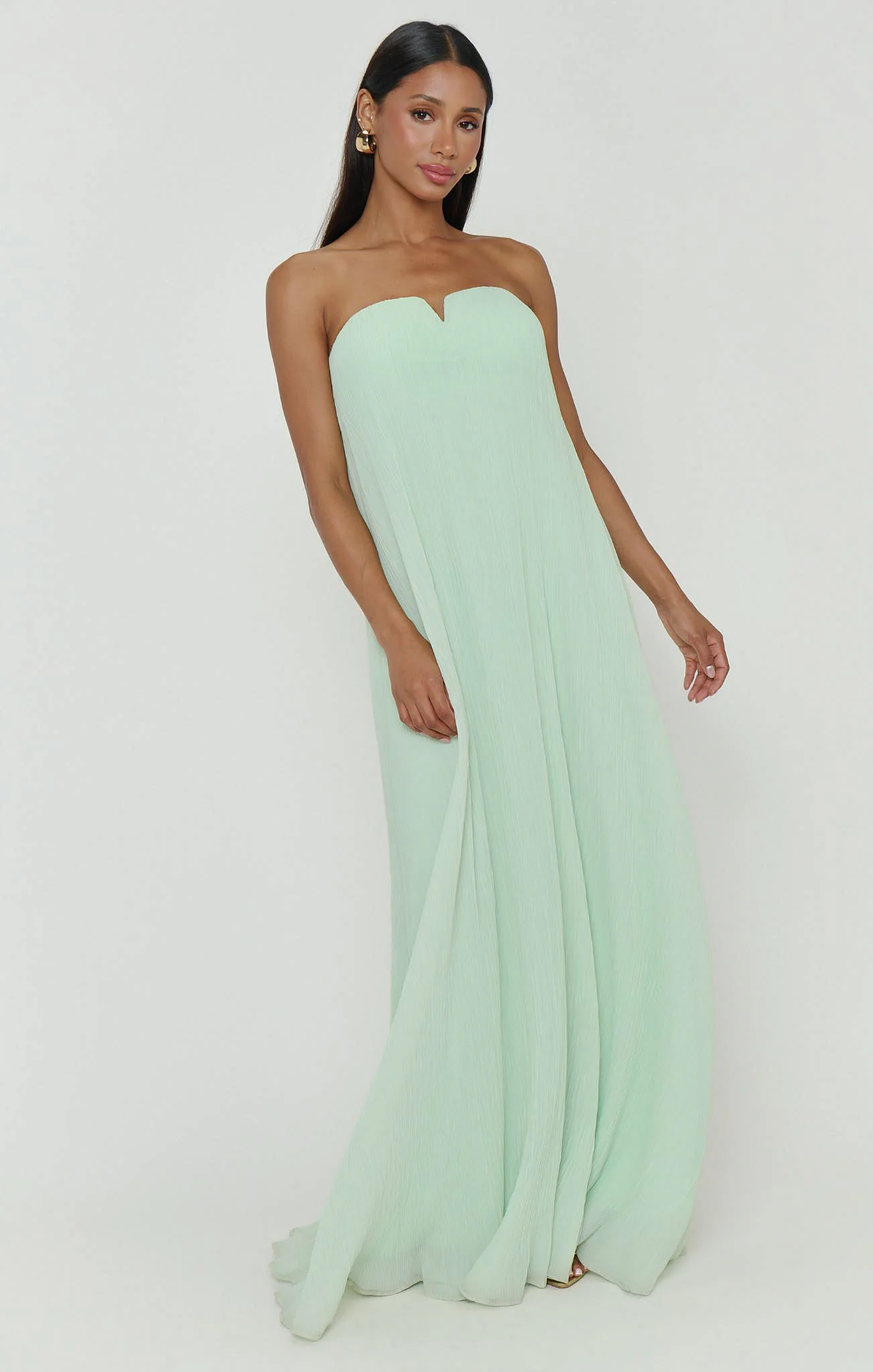 Athena Maxi Dress ~ Pistachio Pleated Chiffon