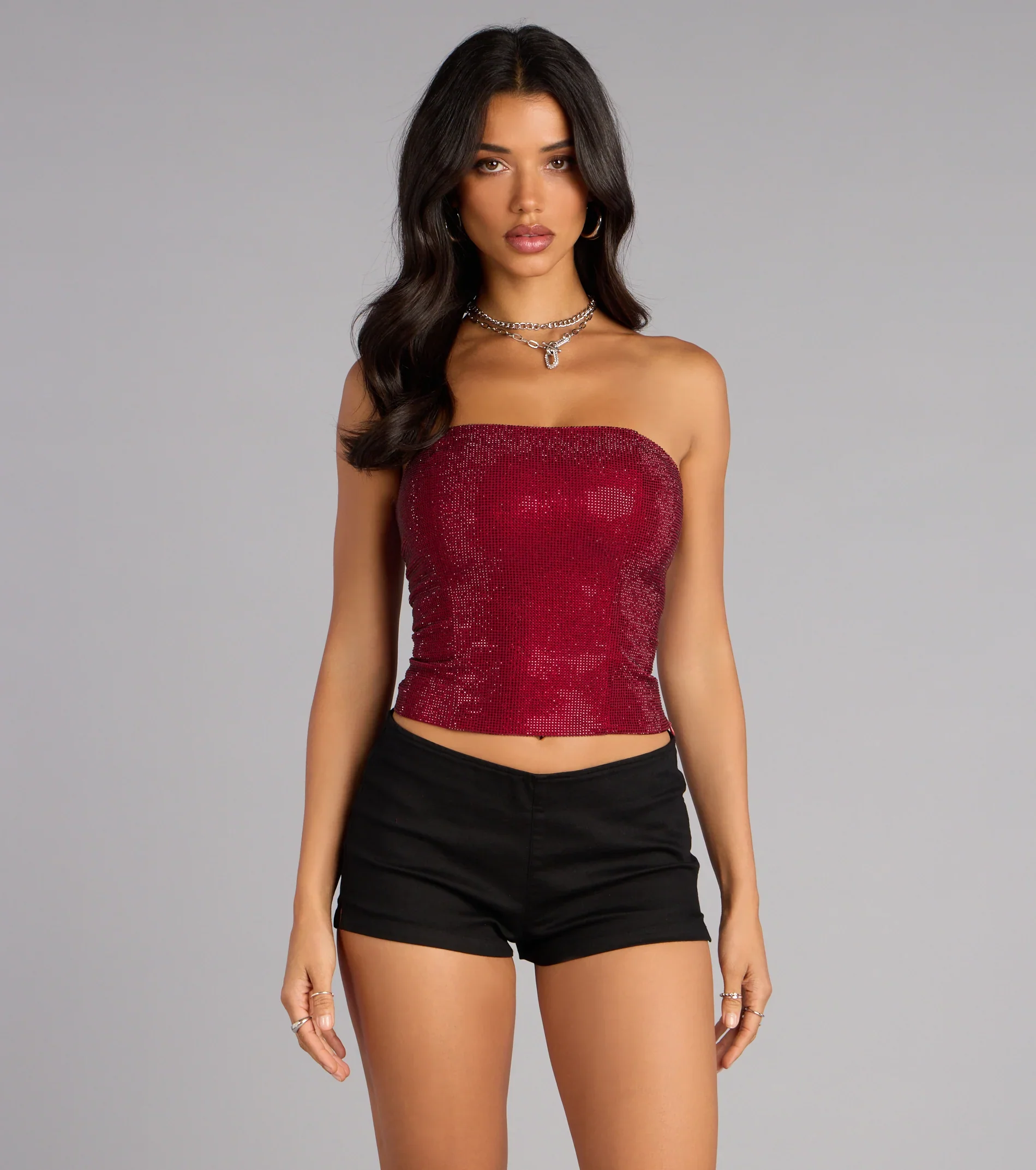 Glitz Game Tube Rhinestone Corset Top