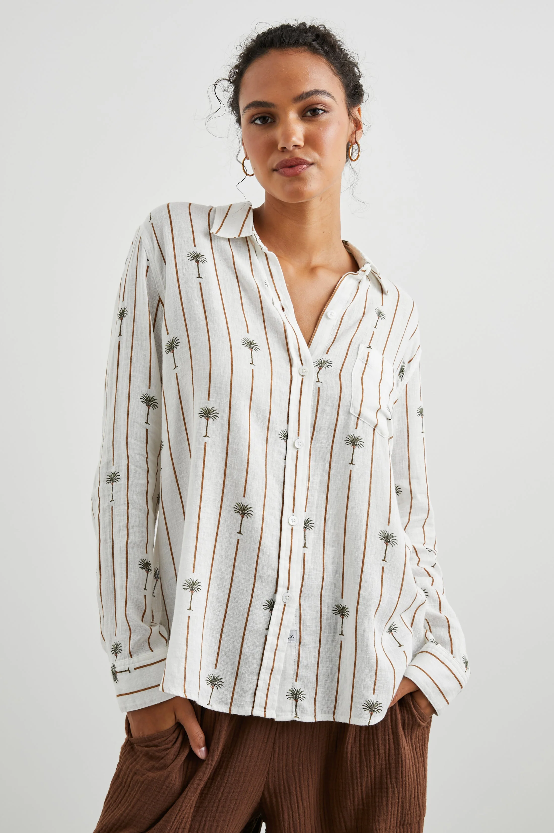 Charli Shirt - Stripe Palms