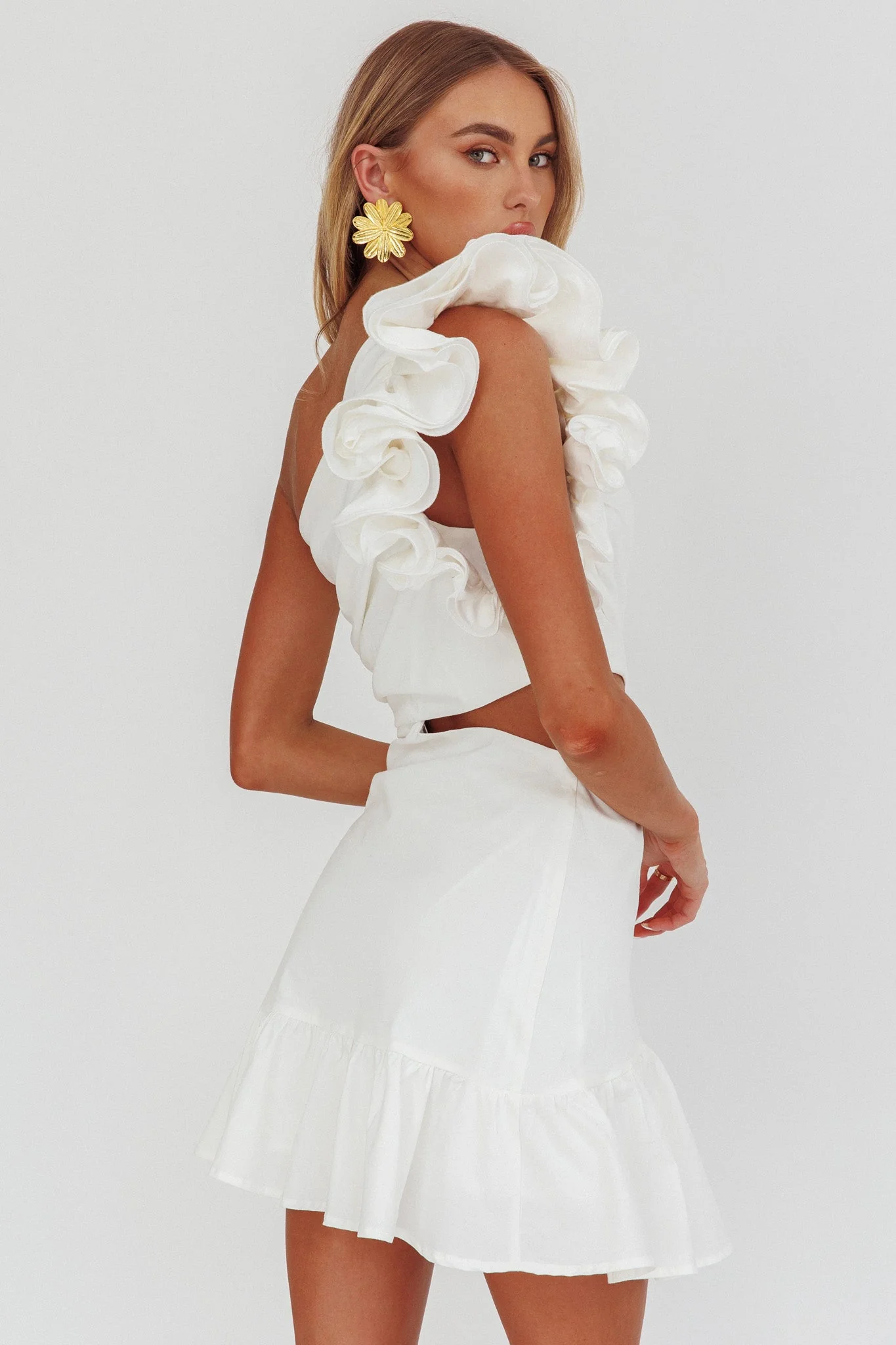 Deanna One-Shoulder Cut-Out Mini Dress White - luluinthesky