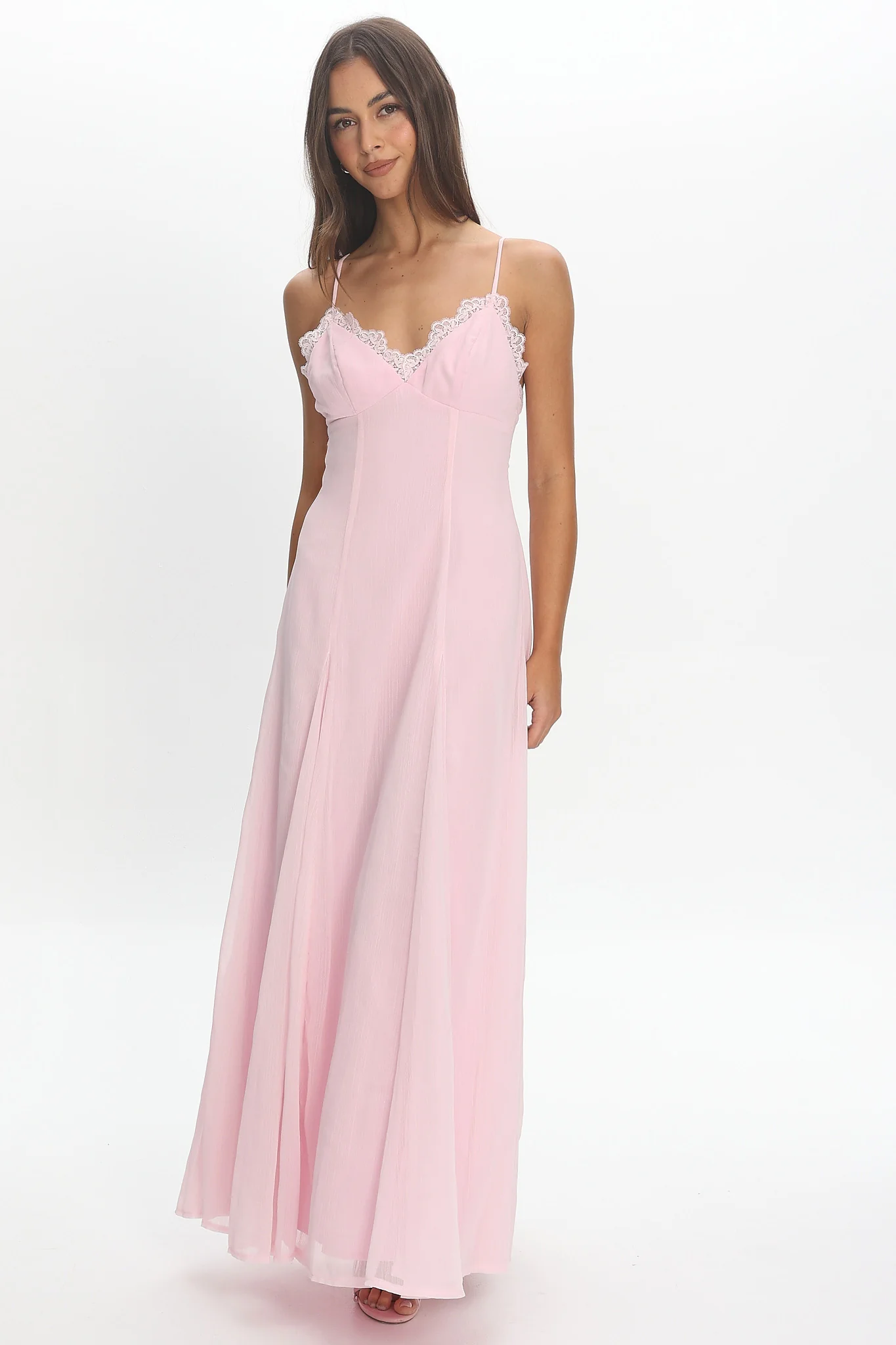 Edessa Lace-Trim Maxi Dress Blush