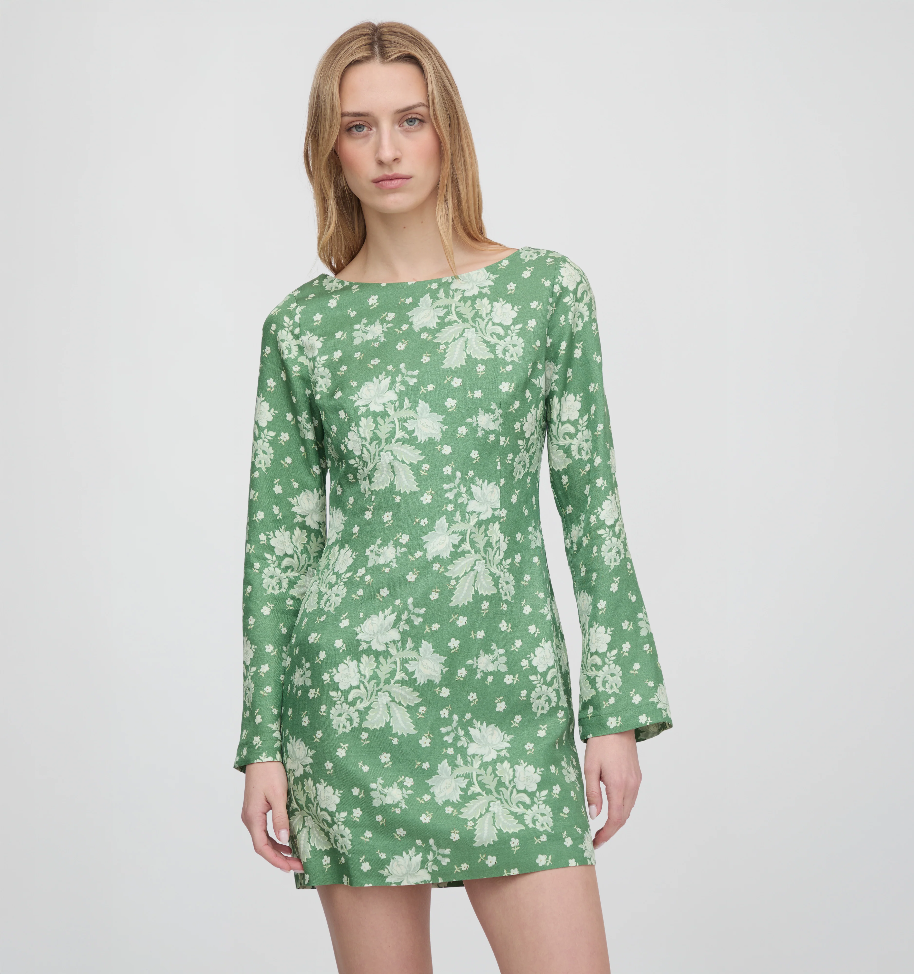 The Longsleeve Viola Dress - Green Delft Bouquet