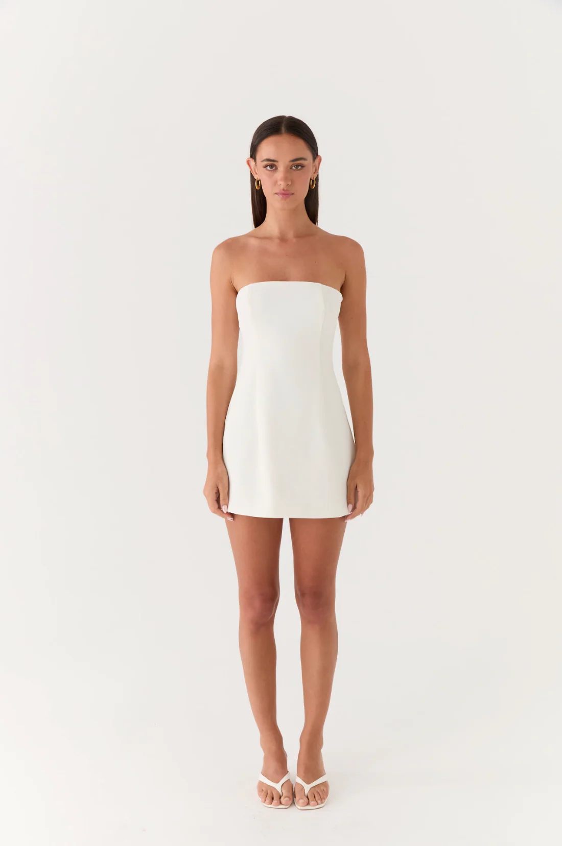 Della Strapless Mini Dress - White - luluinthesky