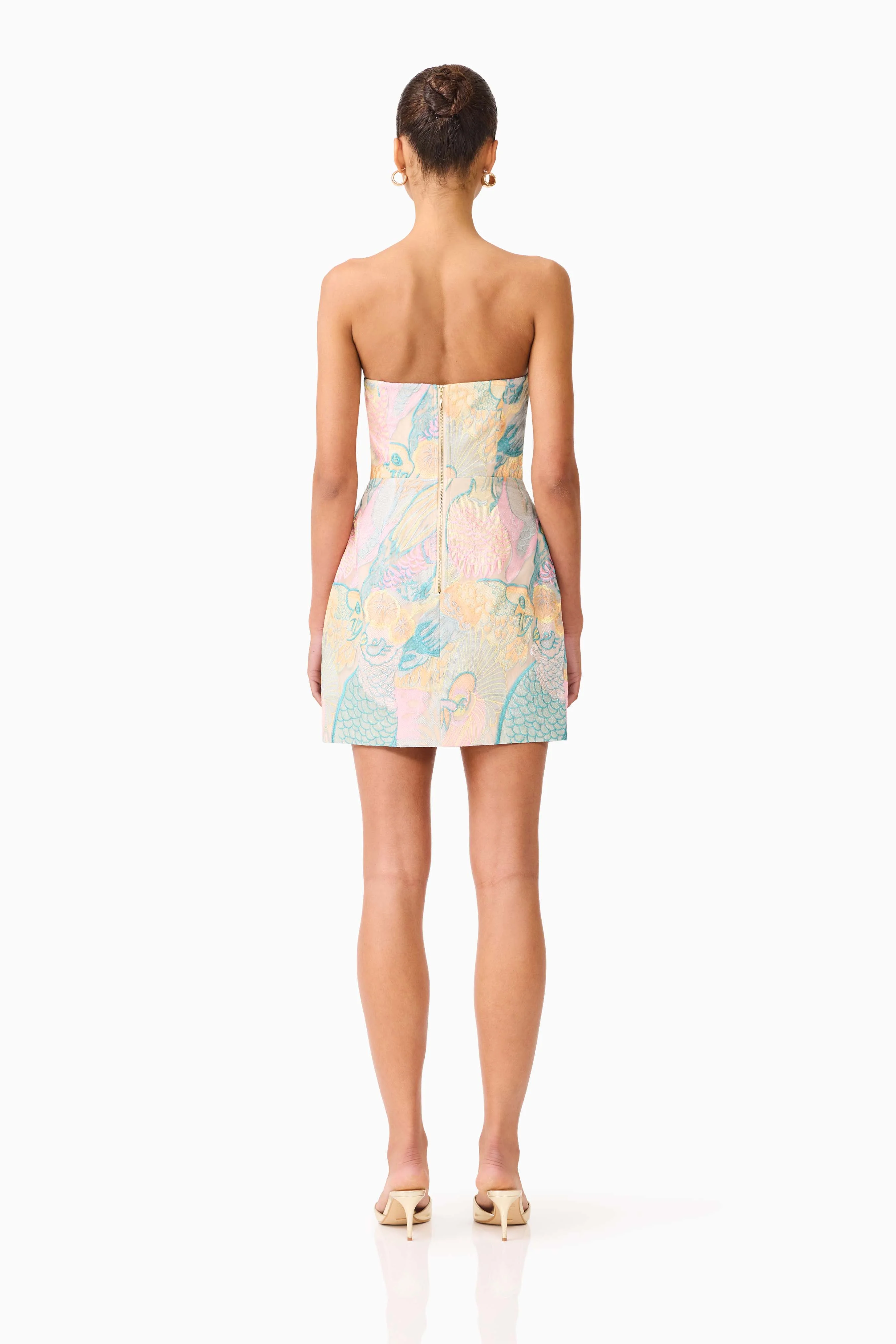Taliah Strapless Mini Dress in Blue Multi