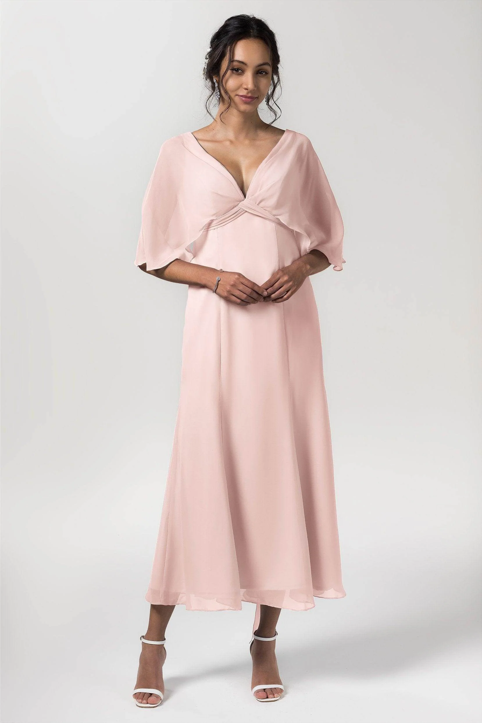 A-Line Tea Length Chiffon Bridesmaid Dress CB0553