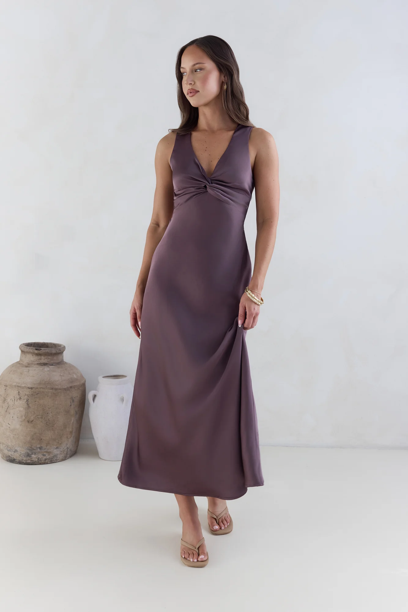 Island Reverie Satin Maxi Dress Purple