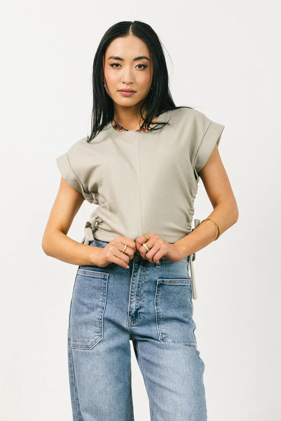 Sidney Ruched Top in Olive