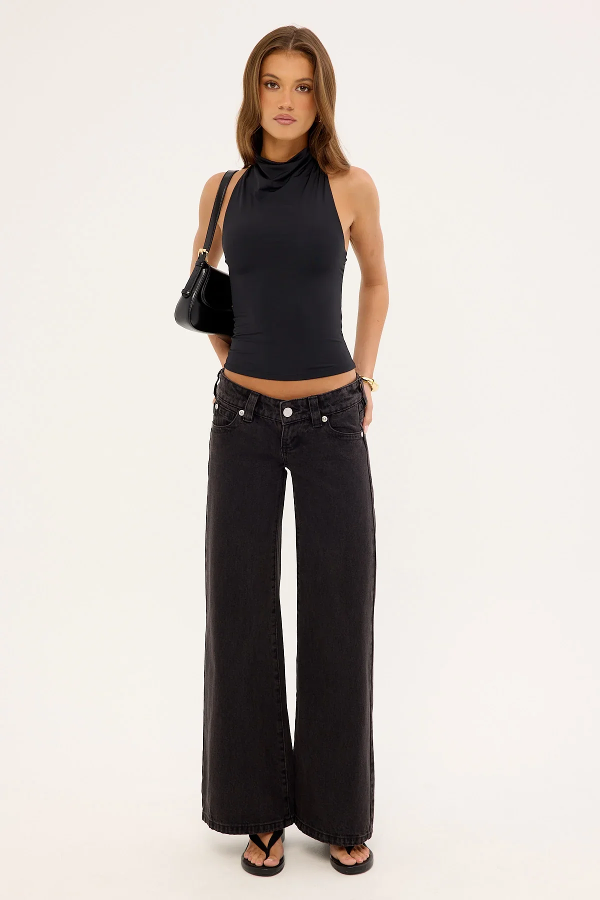 Perfect Stranger Siena Halter Cowl Top Black