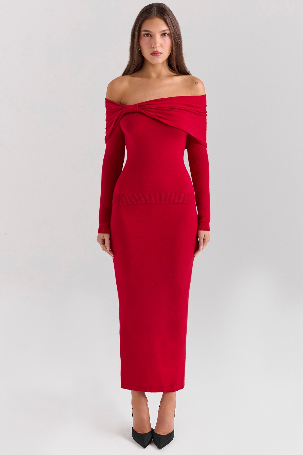 Holly Red Cashmere Blend Midi Skirt