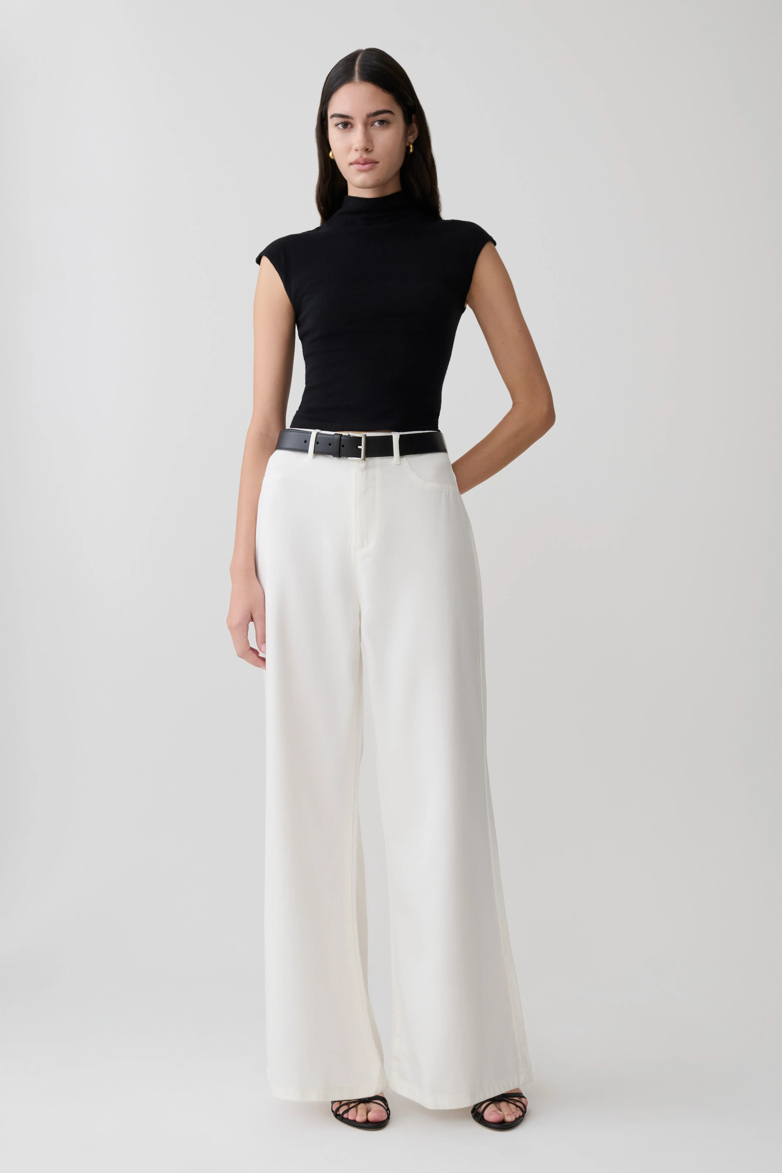 Shae Wide Leg Denim Jeans - White