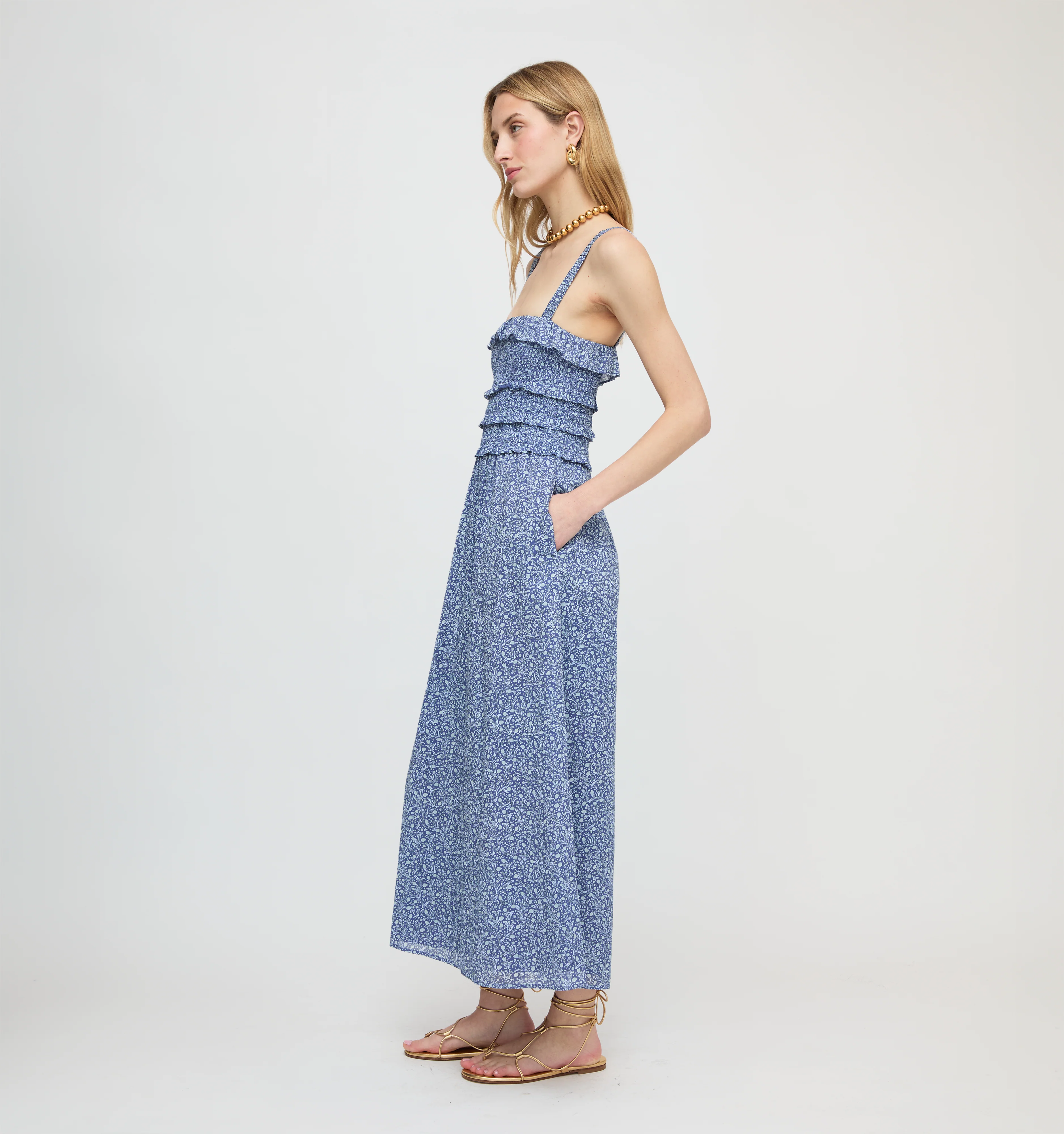 The Analiese Nap Dress - Cornflower Ditsy Thistle