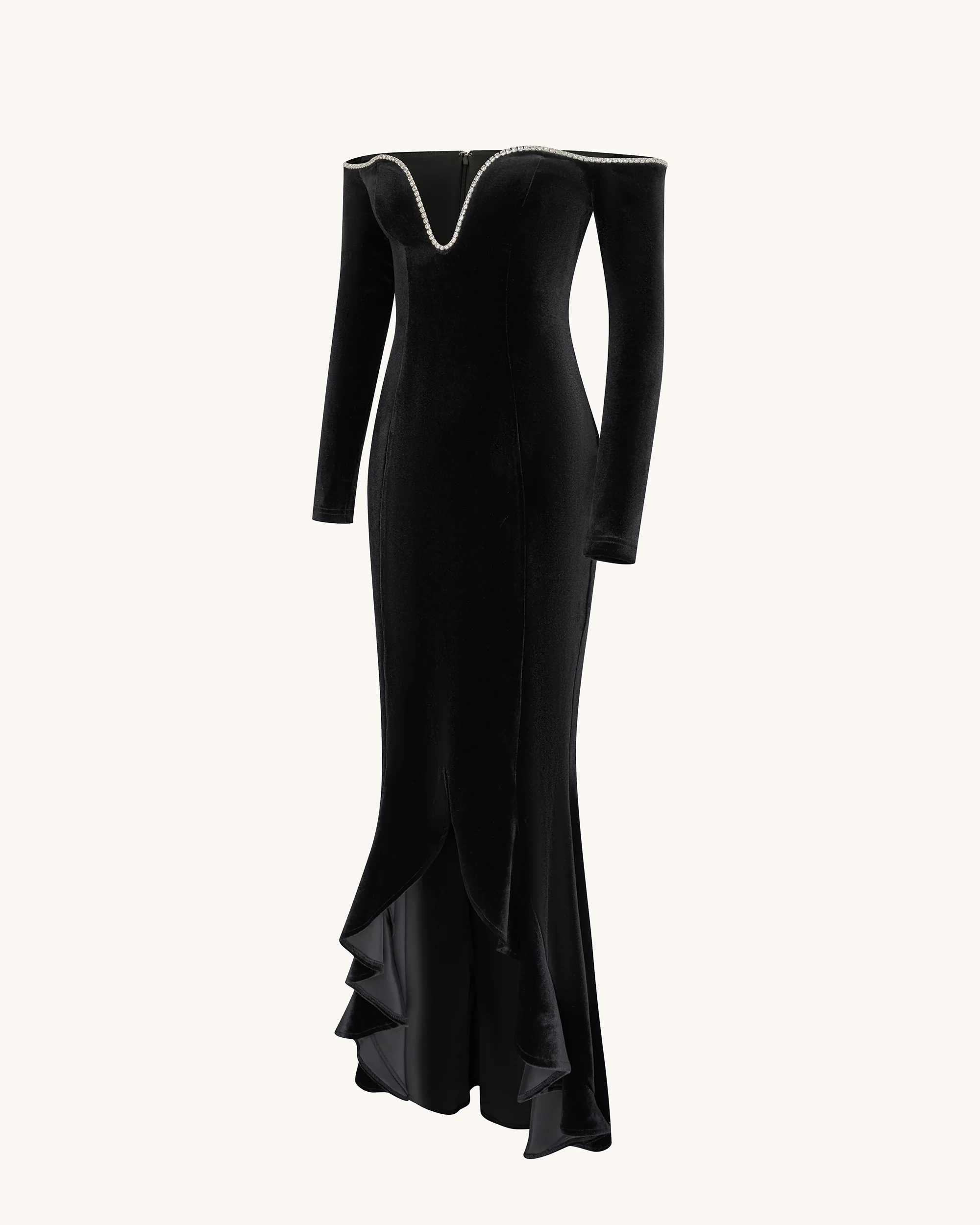 Allison Off-Shoulder Evening Gown - Black - FASHION NOB
