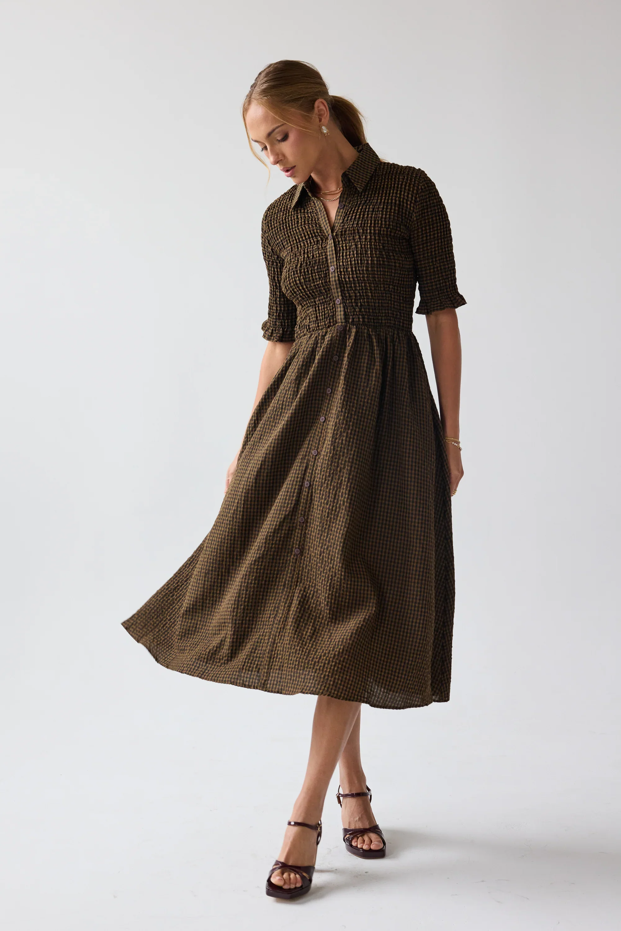 Jonas Gingham Midi Dress