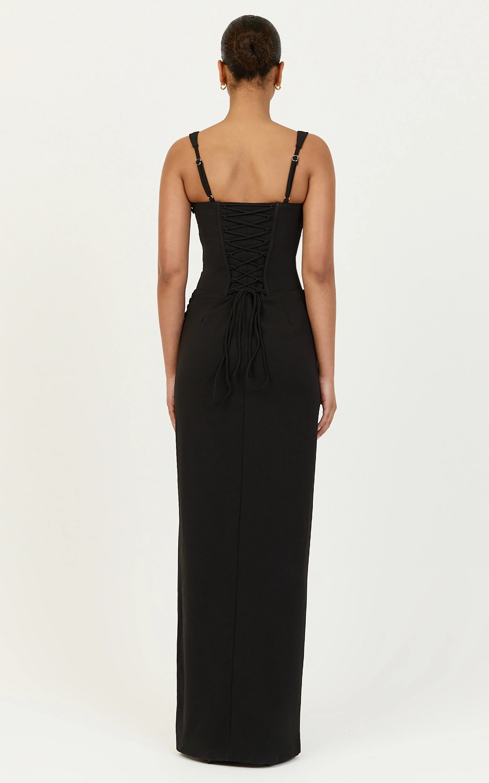 Amara Maxi Dress - Corset Bodice Lace Up Dress in Black