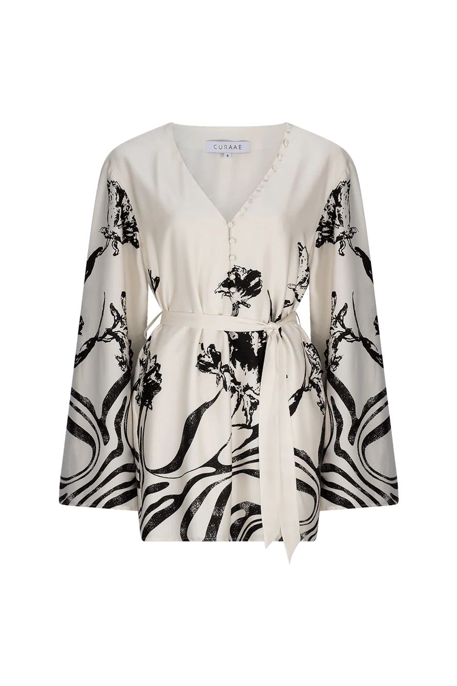 CURAAE Saskia V Neck Satin Mini Dress in White